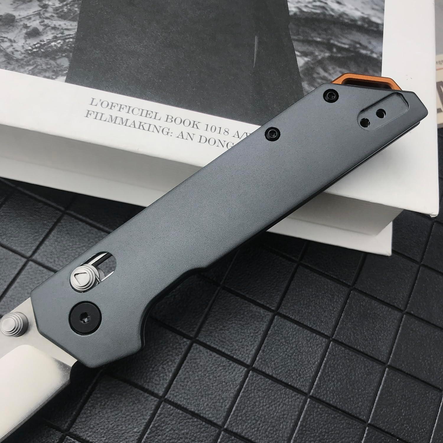 Cuchillo Plegable EDC HUAAO 20CM Acero 8Cr13Mov Aluminio Gris