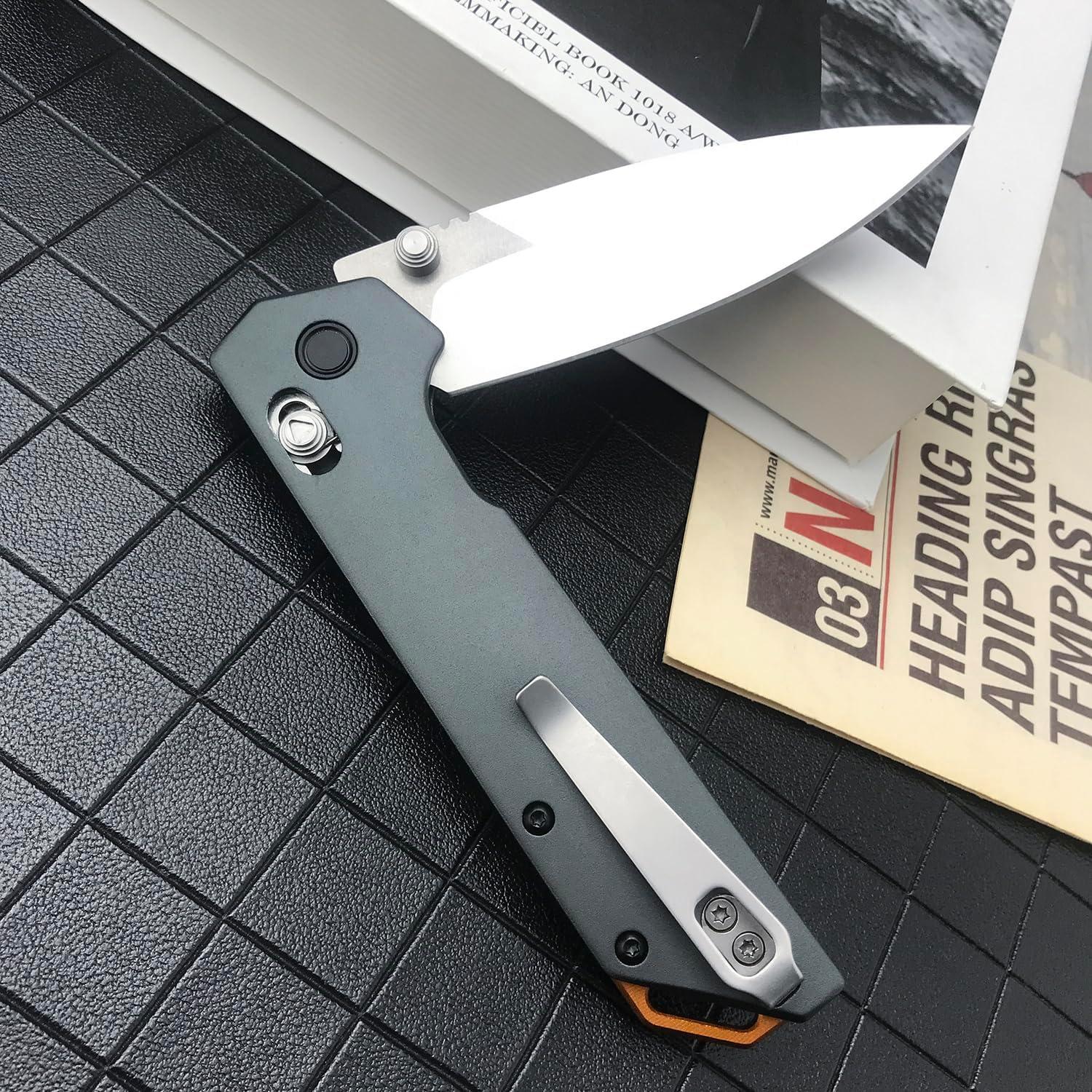Cuchillo Plegable EDC HUAAO 20CM Acero 8Cr13Mov Aluminio Gris