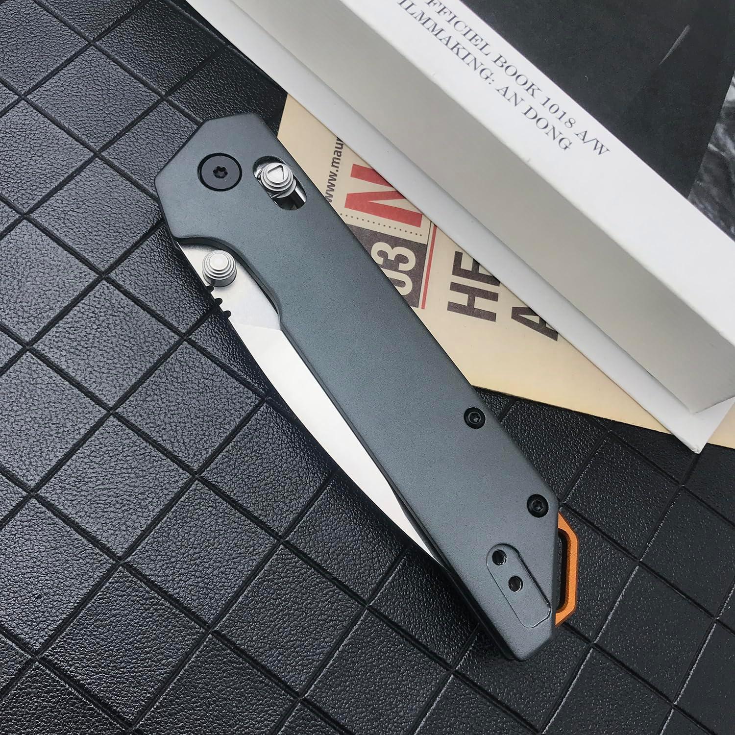 Cuchillo Plegable EDC HUAAO 20CM Acero 8Cr13Mov Aluminio Gris