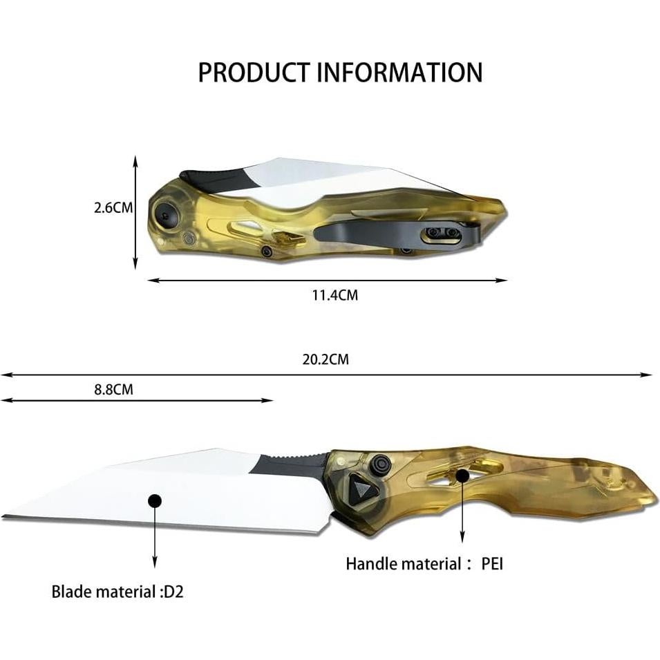 Cuchillo Plegable HUAAO D2 Reverse Tanto 20.3 cm Amarillo