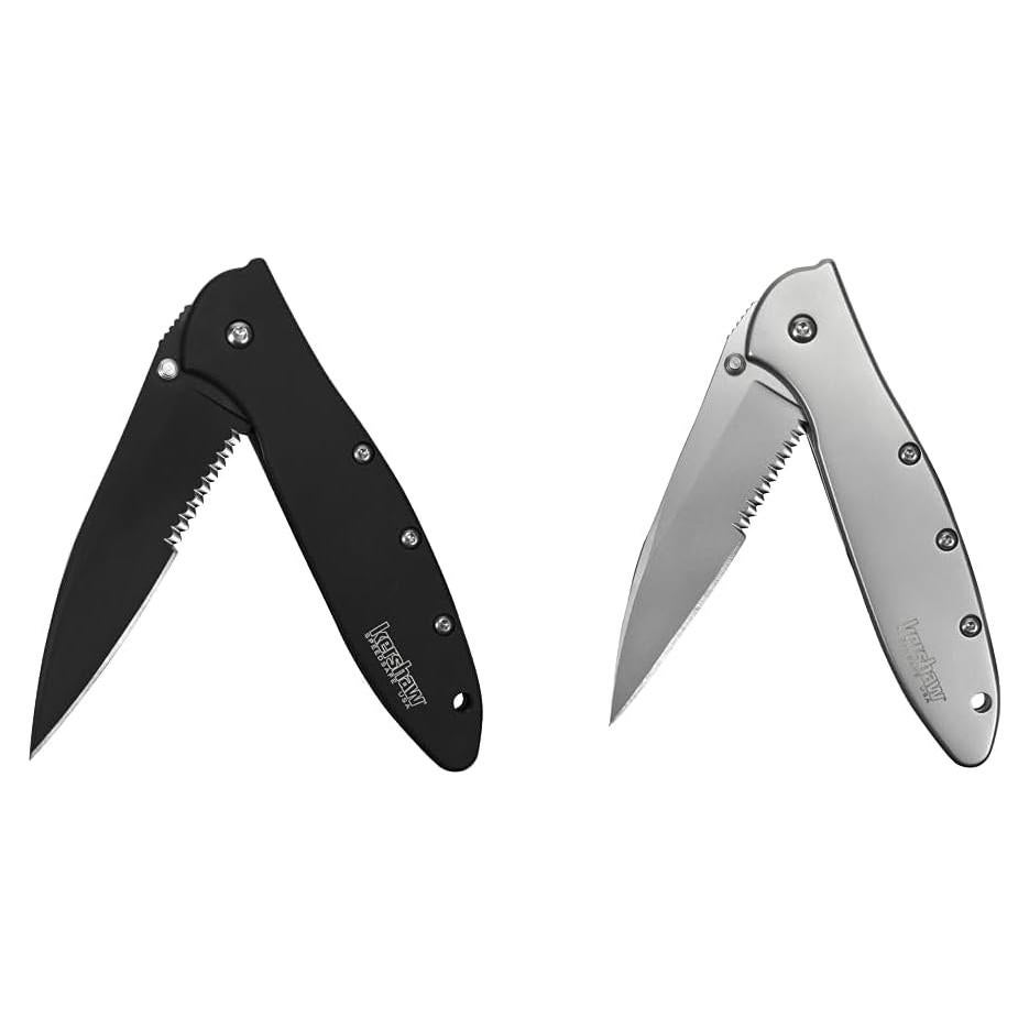 Cuchillo de Bolsillo Kershaw Leek Negro Serrado 7.62cm EDC