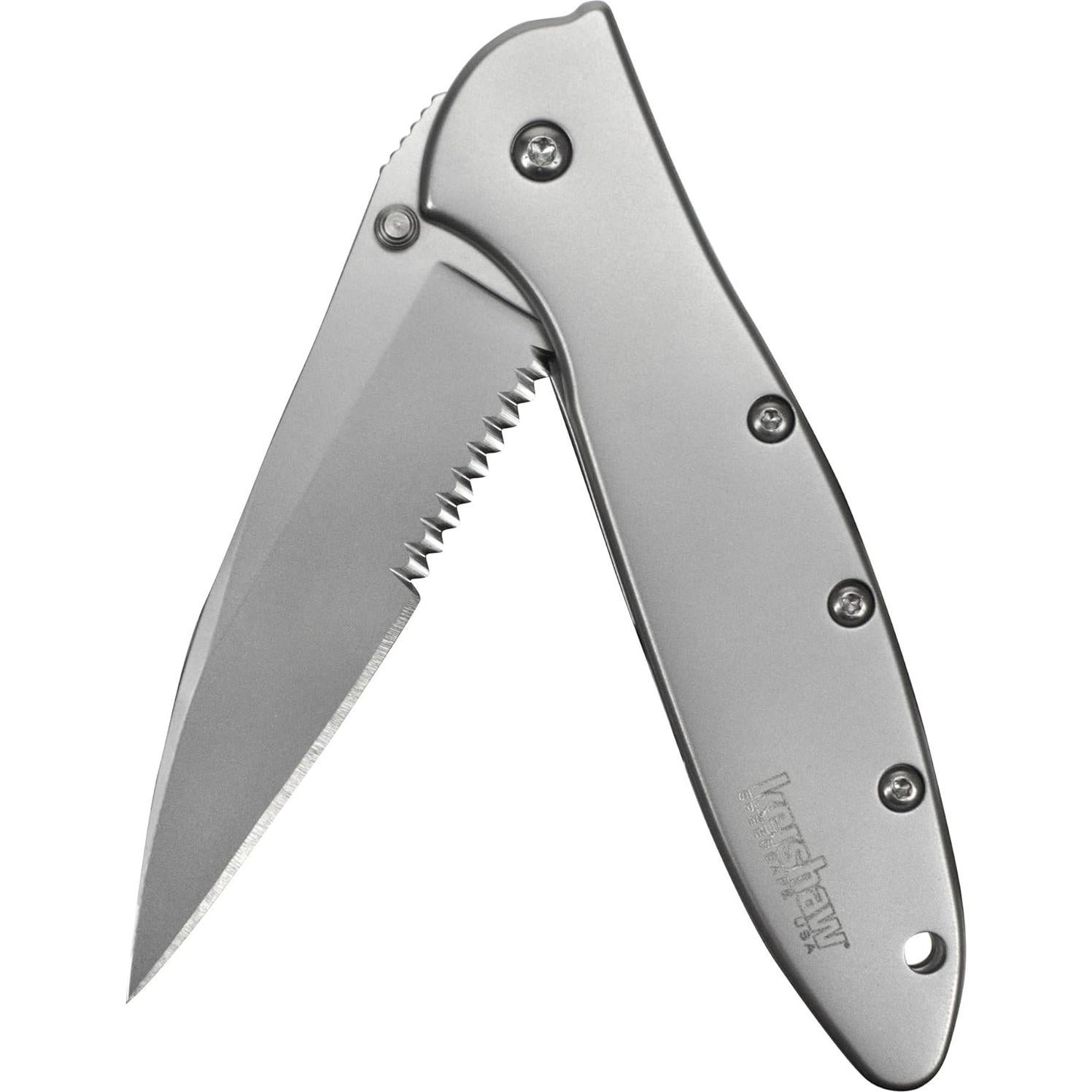 Cuchillo de Bolsillo Kershaw Leek Negro Serrado 7.62cm EDC