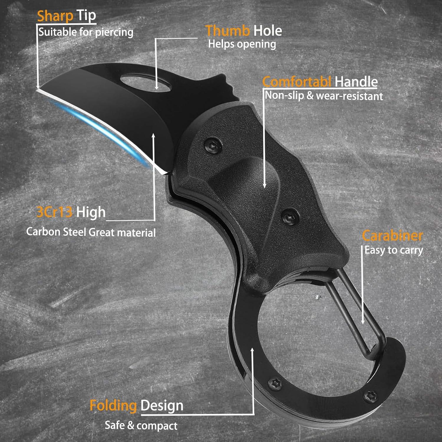 Paquete de 2 cuchillos de bolsillo GUANYISTO 10 cm acero inoxidable