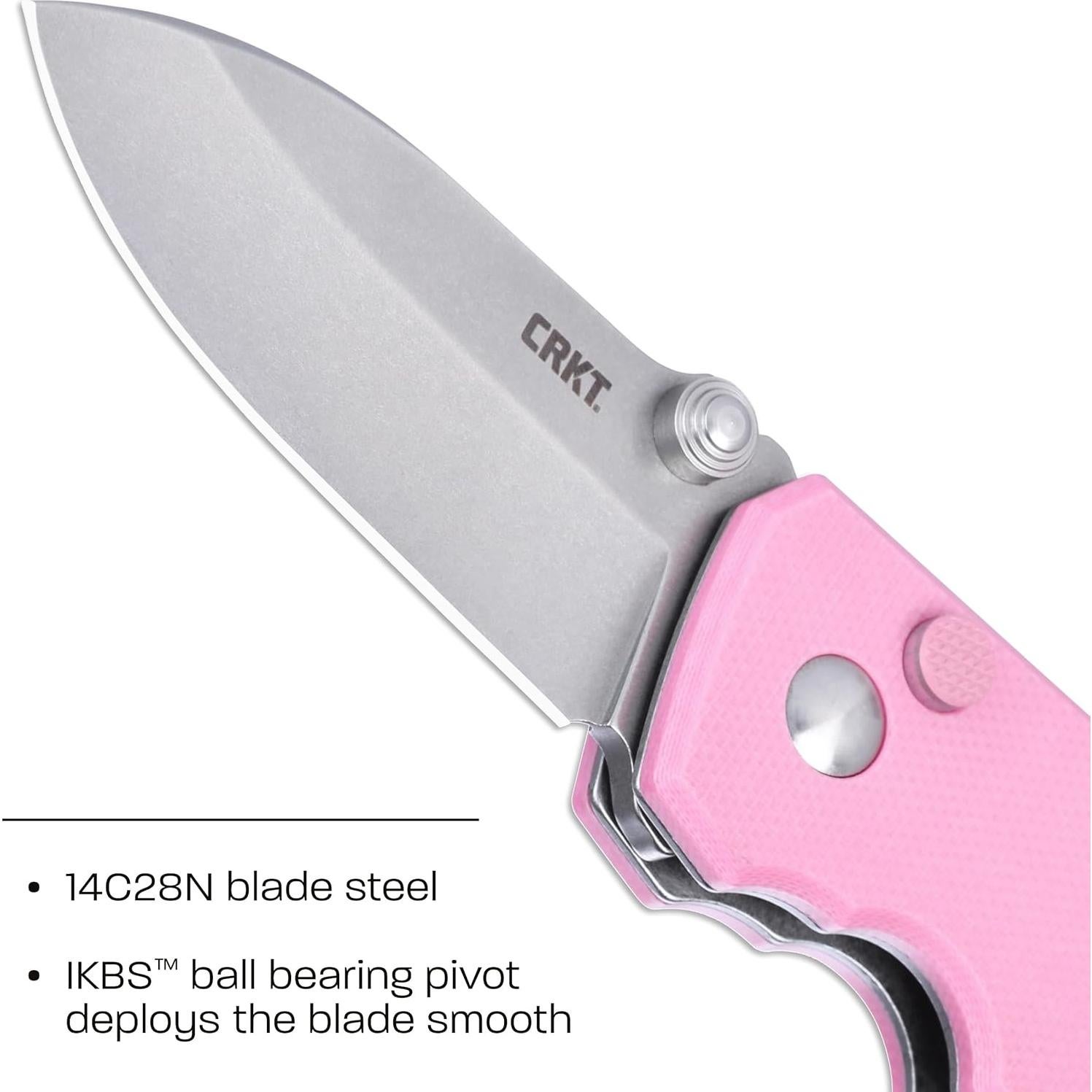 Cuchillo Plegable CRKT Squid EDC Rosa 14C28N 5.76cm