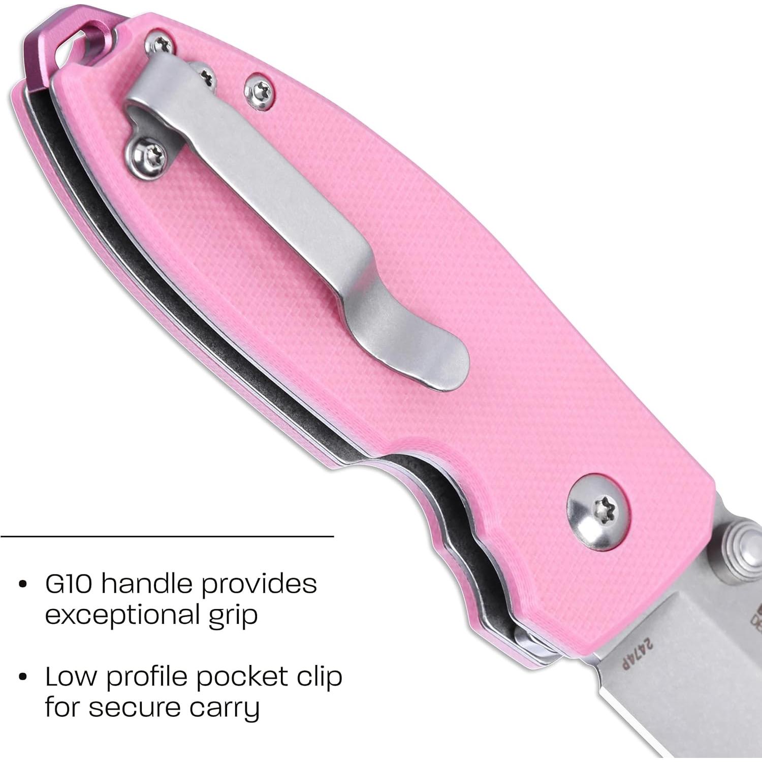 Cuchillo Plegable CRKT Squid EDC Rosa 14C28N 5.76cm