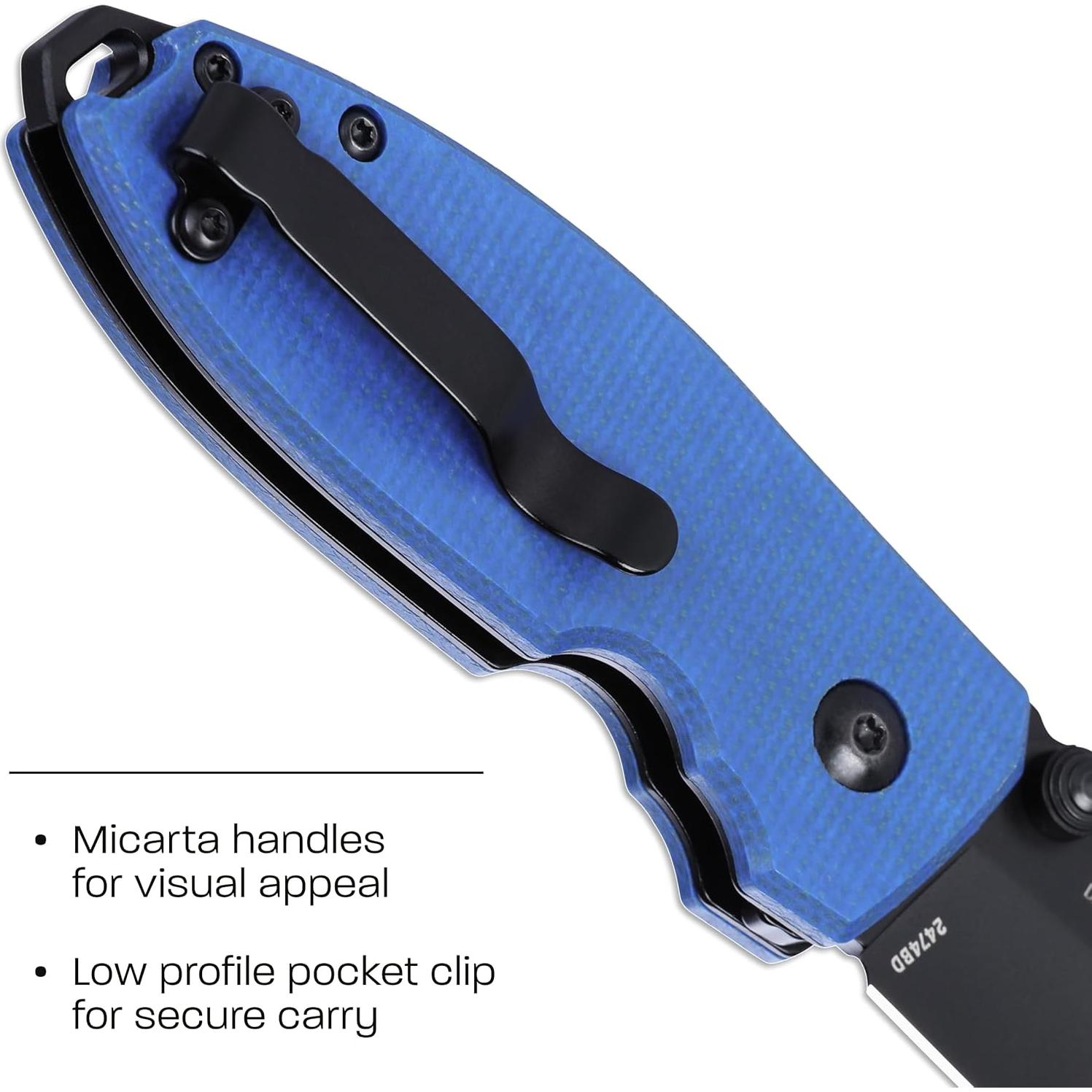 Cuchillo Plegable CRKT Squid EDC Acero D2 Mango Micarta Azul