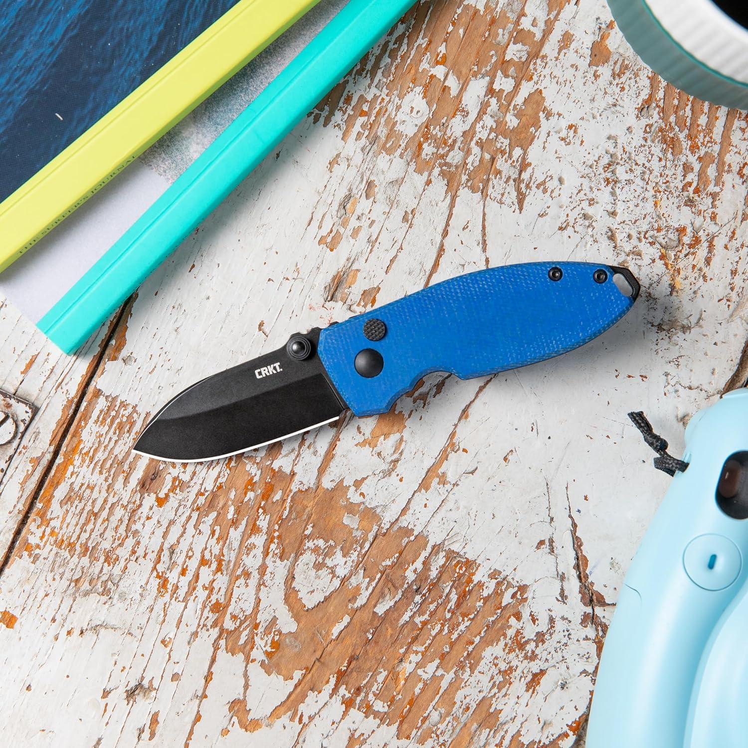 Cuchillo Plegable CRKT Squid EDC Acero D2 Mango Micarta Azul