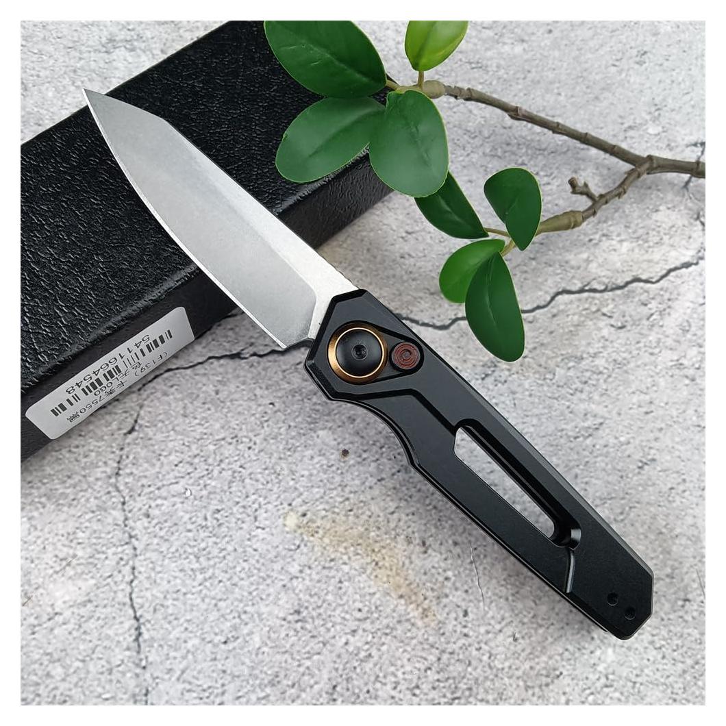 Cuchillo de bolsillo plegable Genérico 16.99 cm EDC aluminio negro