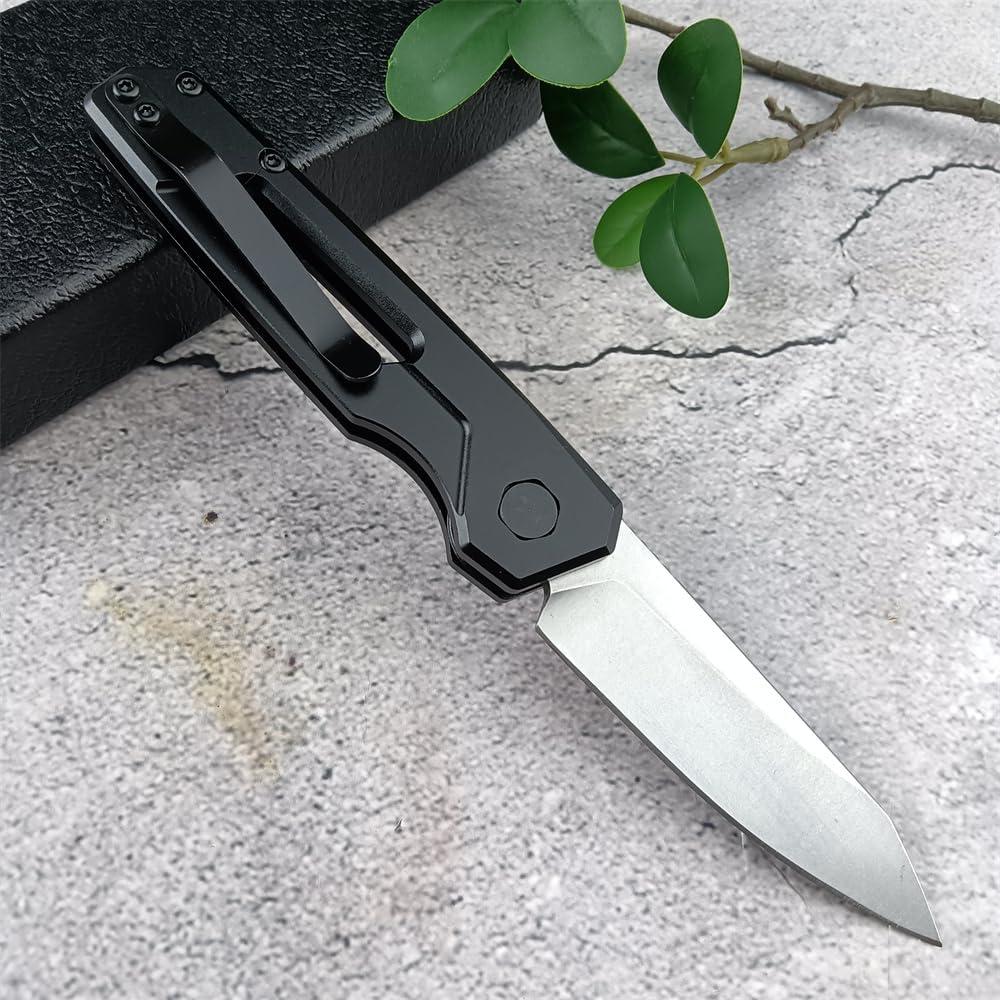 Cuchillo de bolsillo plegable Genérico 16.99 cm EDC aluminio negro