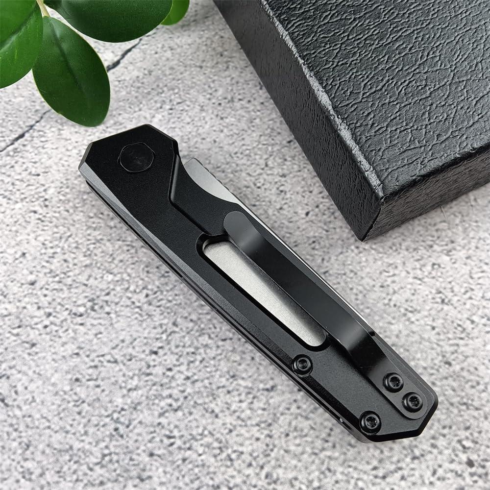Cuchillo de bolsillo plegable Genérico 16.99 cm EDC aluminio negro