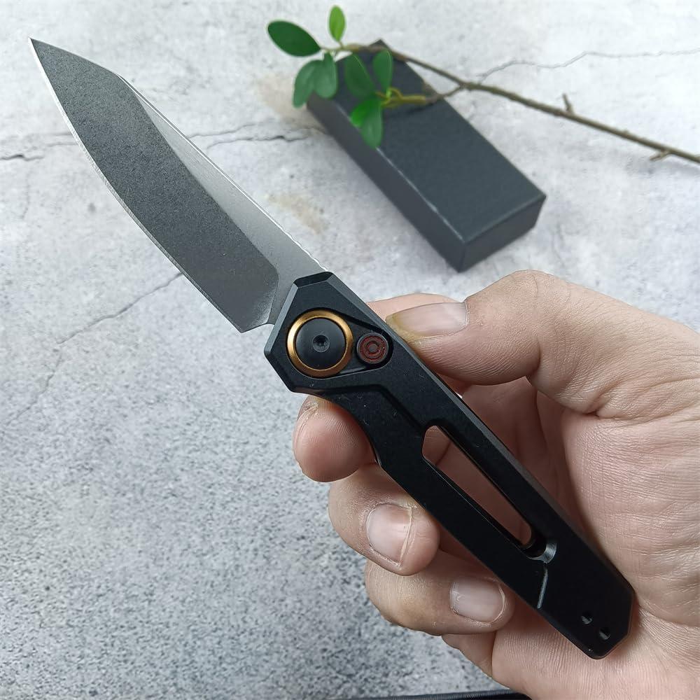 Cuchillo de bolsillo plegable Genérico 16.99 cm EDC aluminio negro