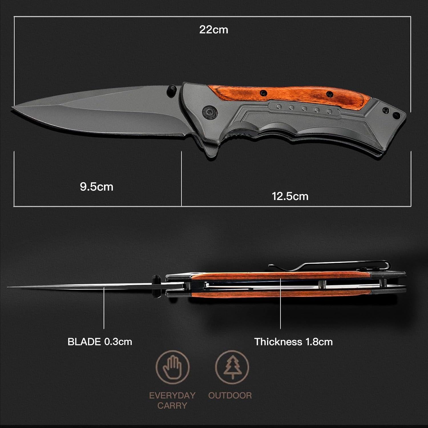 Cuchillo Plegable Milaloko MK5 de Acero Inoxidable para Camping y Pesca