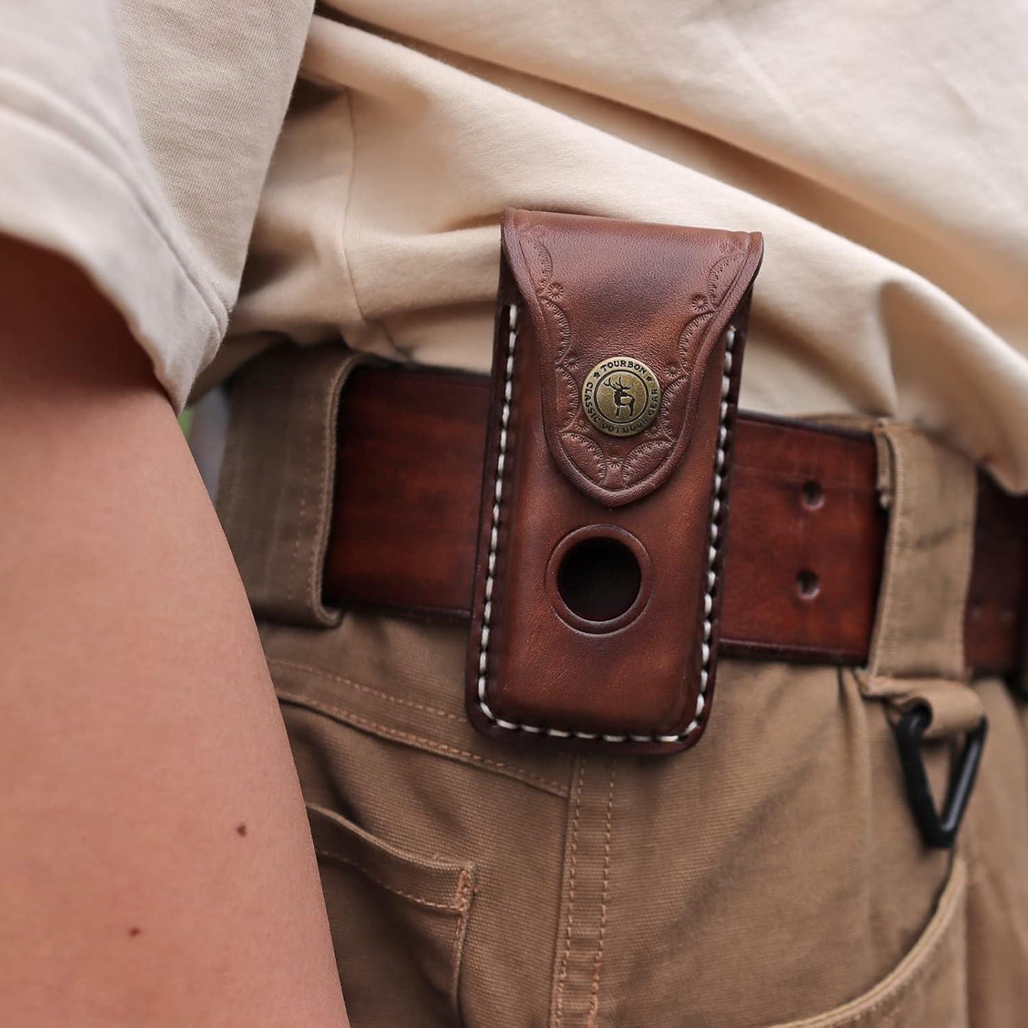 Funda de Cuchillo de Cuero Tourbon para Cinturón 10.4 cm