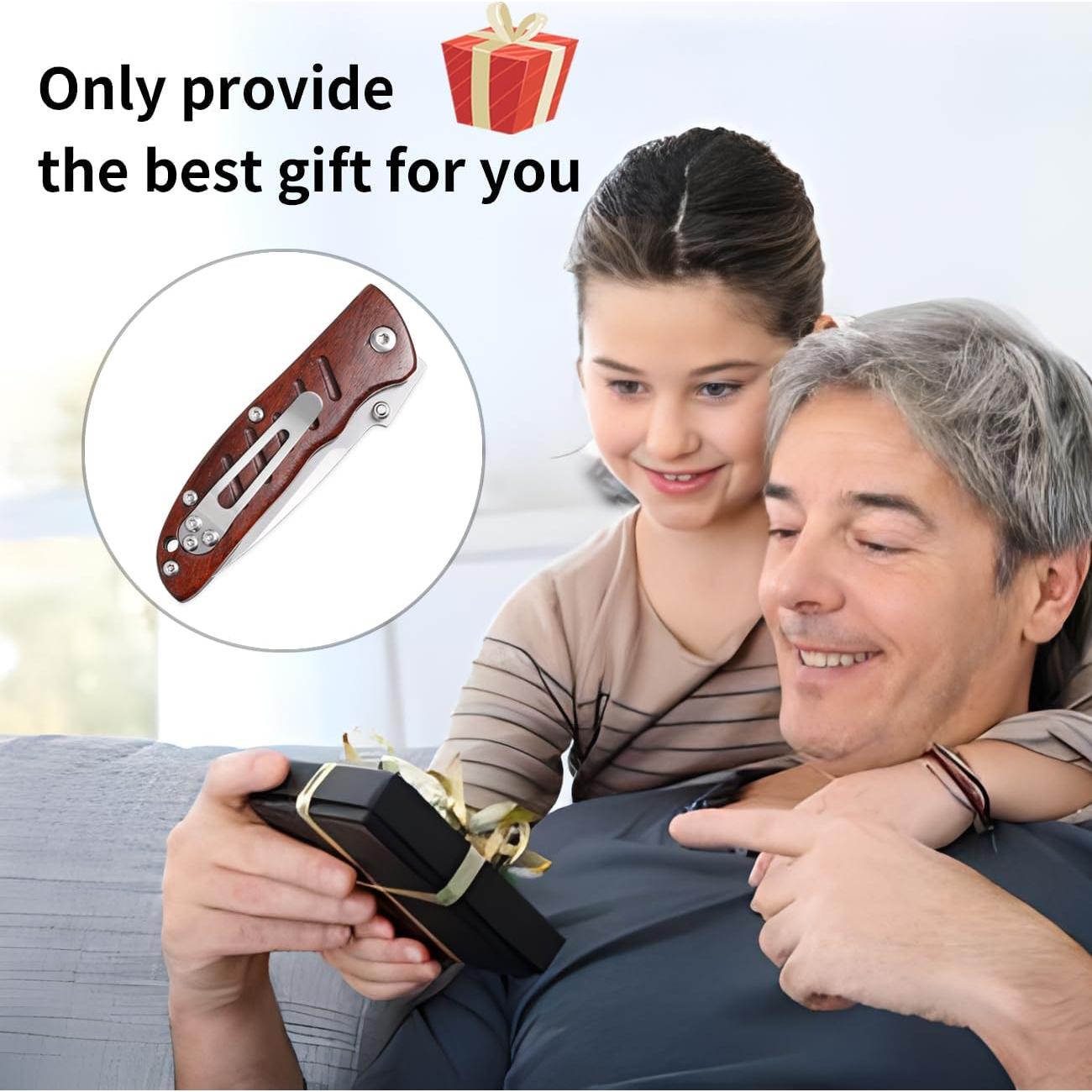 Cuchillo de bolsillo Vickay VK-EM-01M, acero 7 cm, mango madera