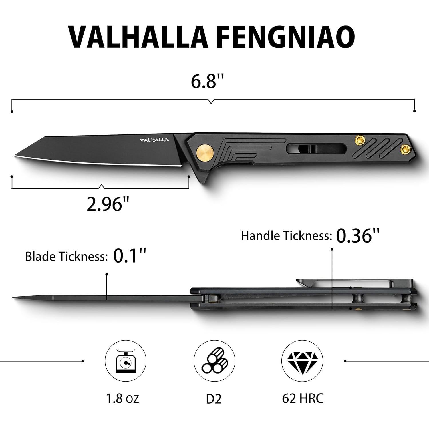 Cuchillo de Bolsillo VALHALLA FENGNIAO Plegable 7.62 cm Acero D2