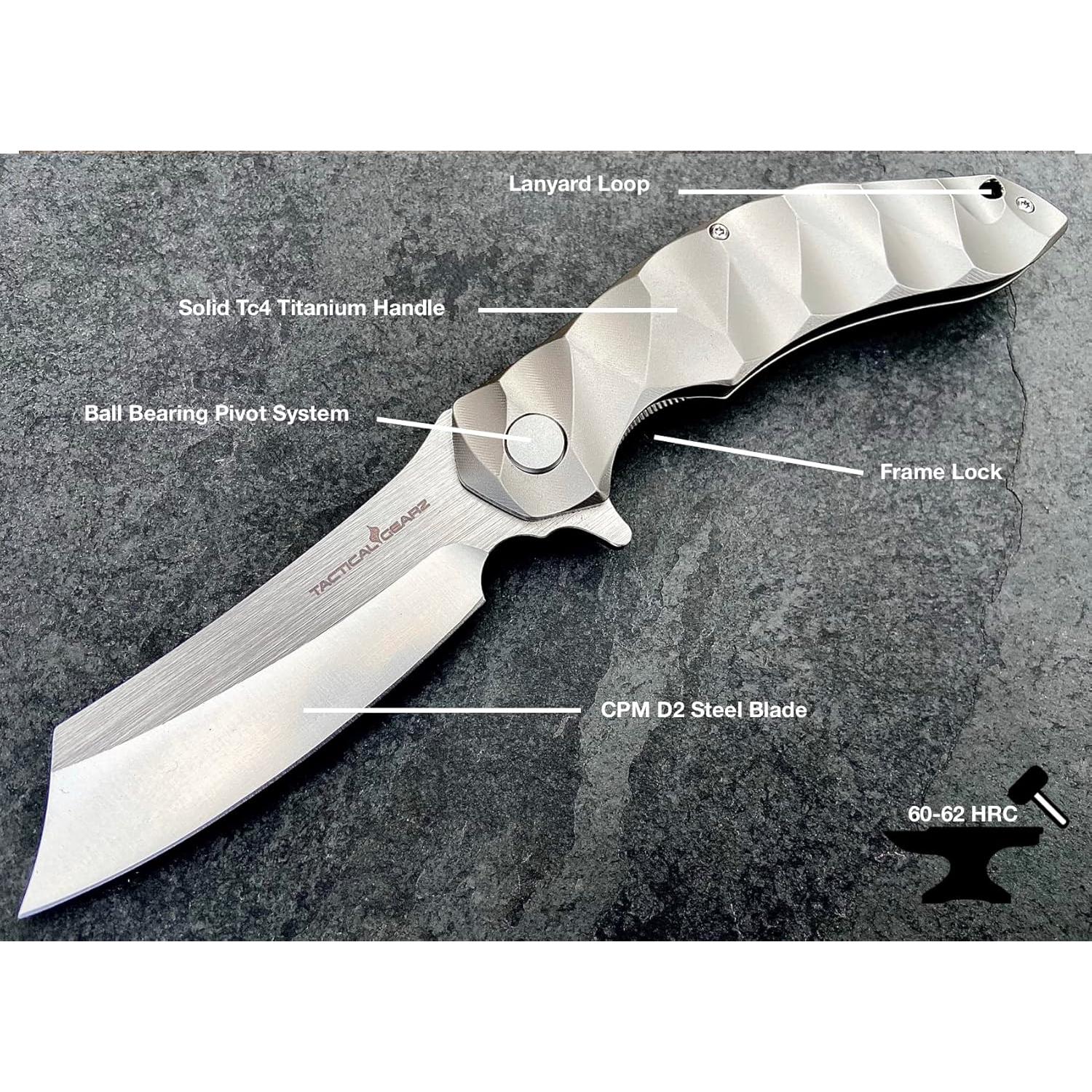 Cuchillo Plegable Táctico TACTICAL GEARZ TG Zeus Titanio 22.86 cm