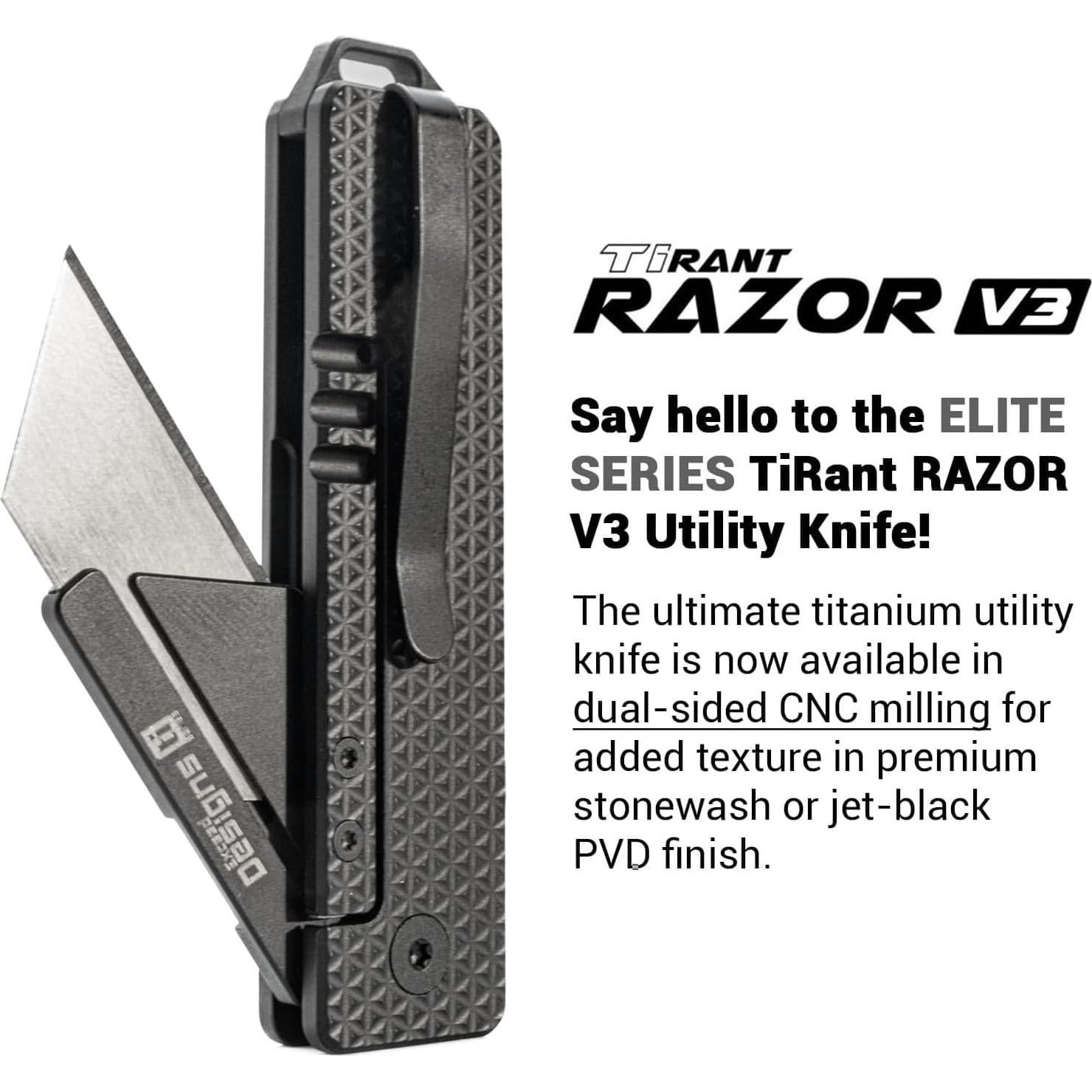 Cuchillo Utility TiRant RAZOR V3 Exceed Designs Titanio 62g