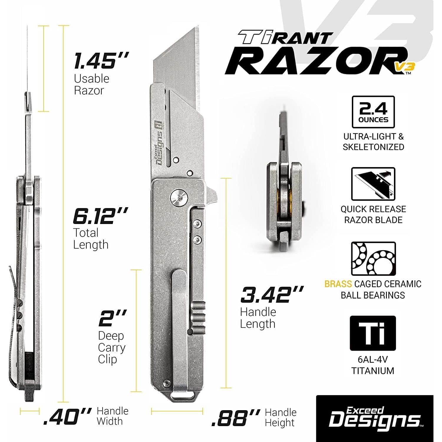Cuchillo Utility TiRant RAZOR V3 Exceed Designs Titanio 6AL-4V