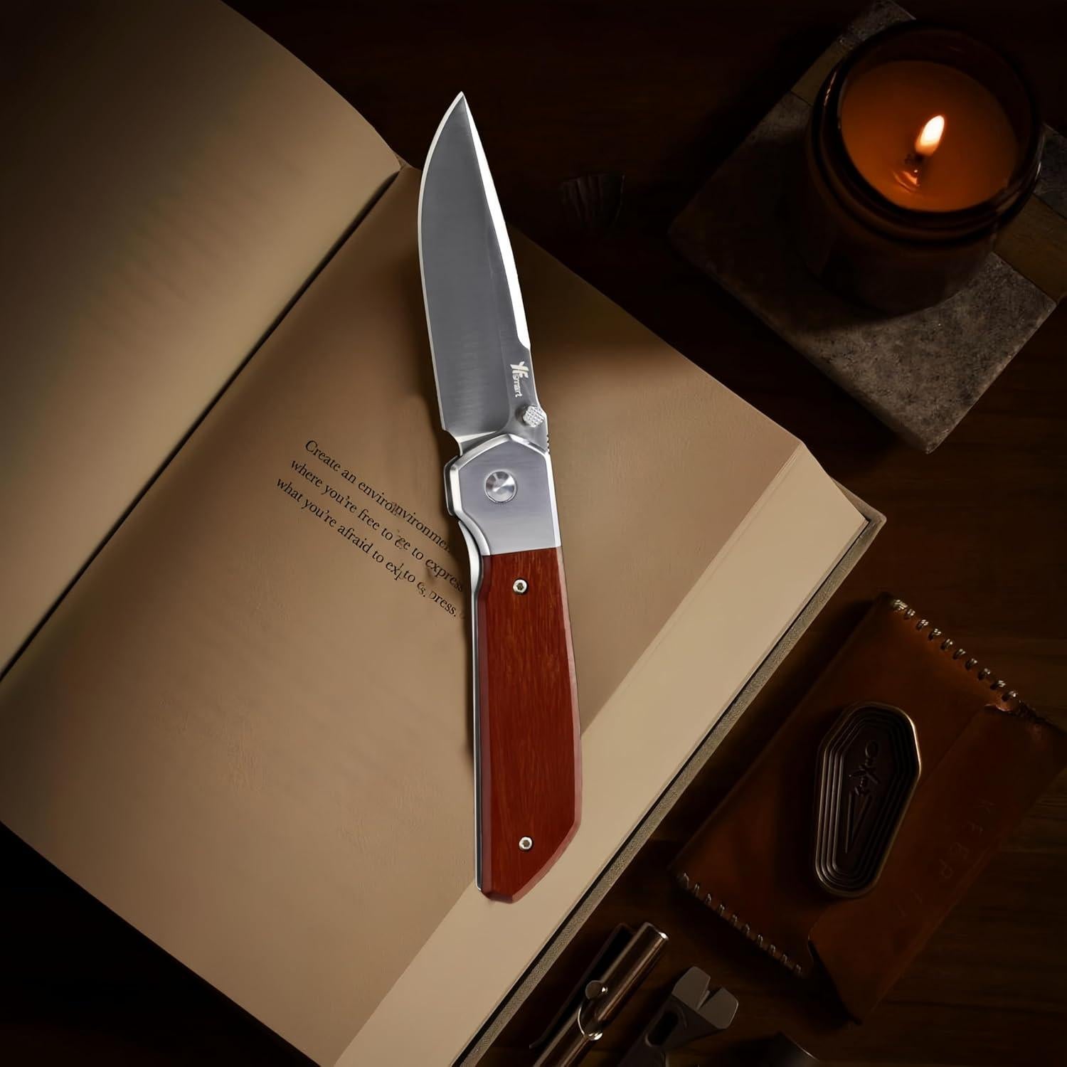 Cuchillo Plegable YF SMART 8.3 cm D2 Mango Madera EDC