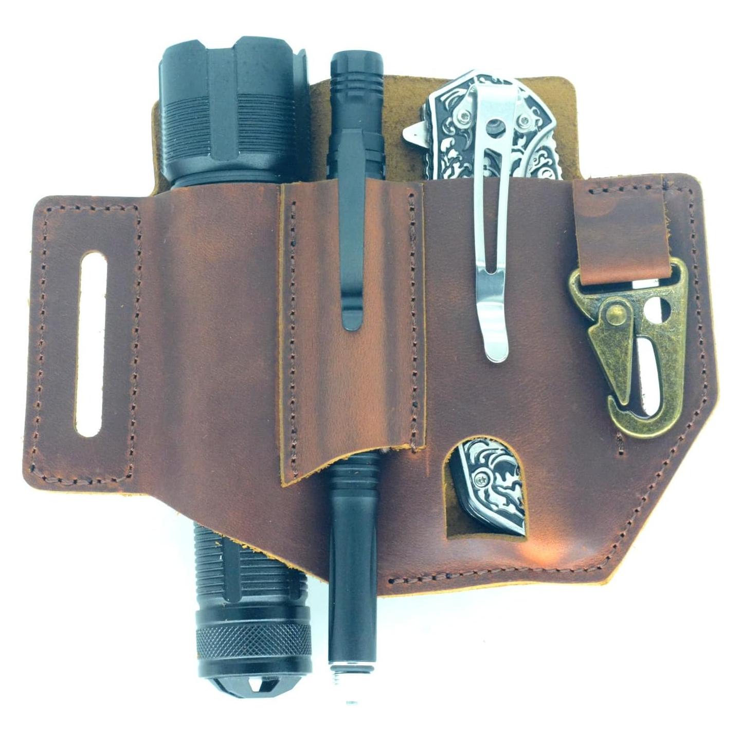 Organizador de Cinturón EDC de Cuero JJNUSA 4 Compartimentos