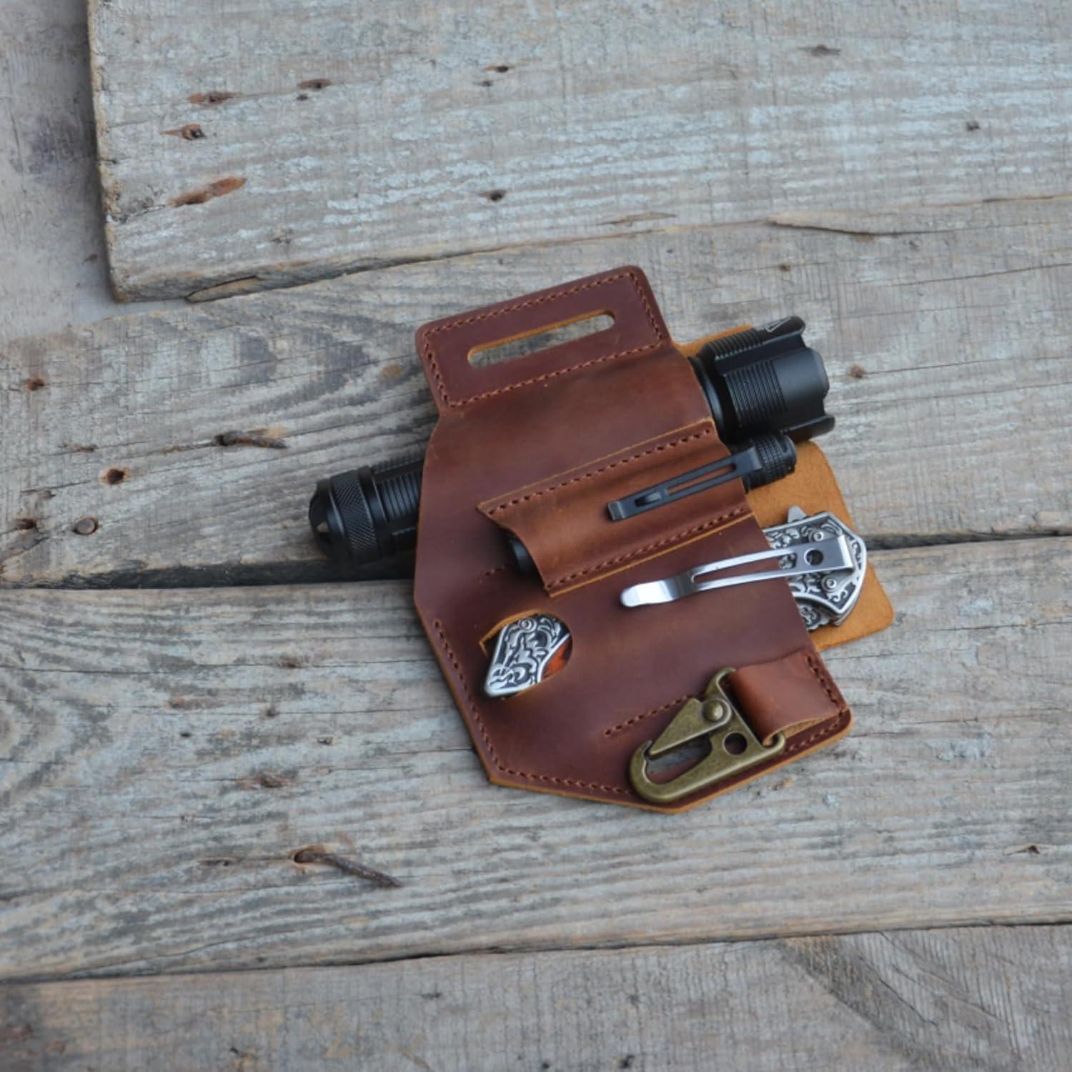 Organizador de Cinturón EDC de Cuero JJNUSA 4 Compartimentos