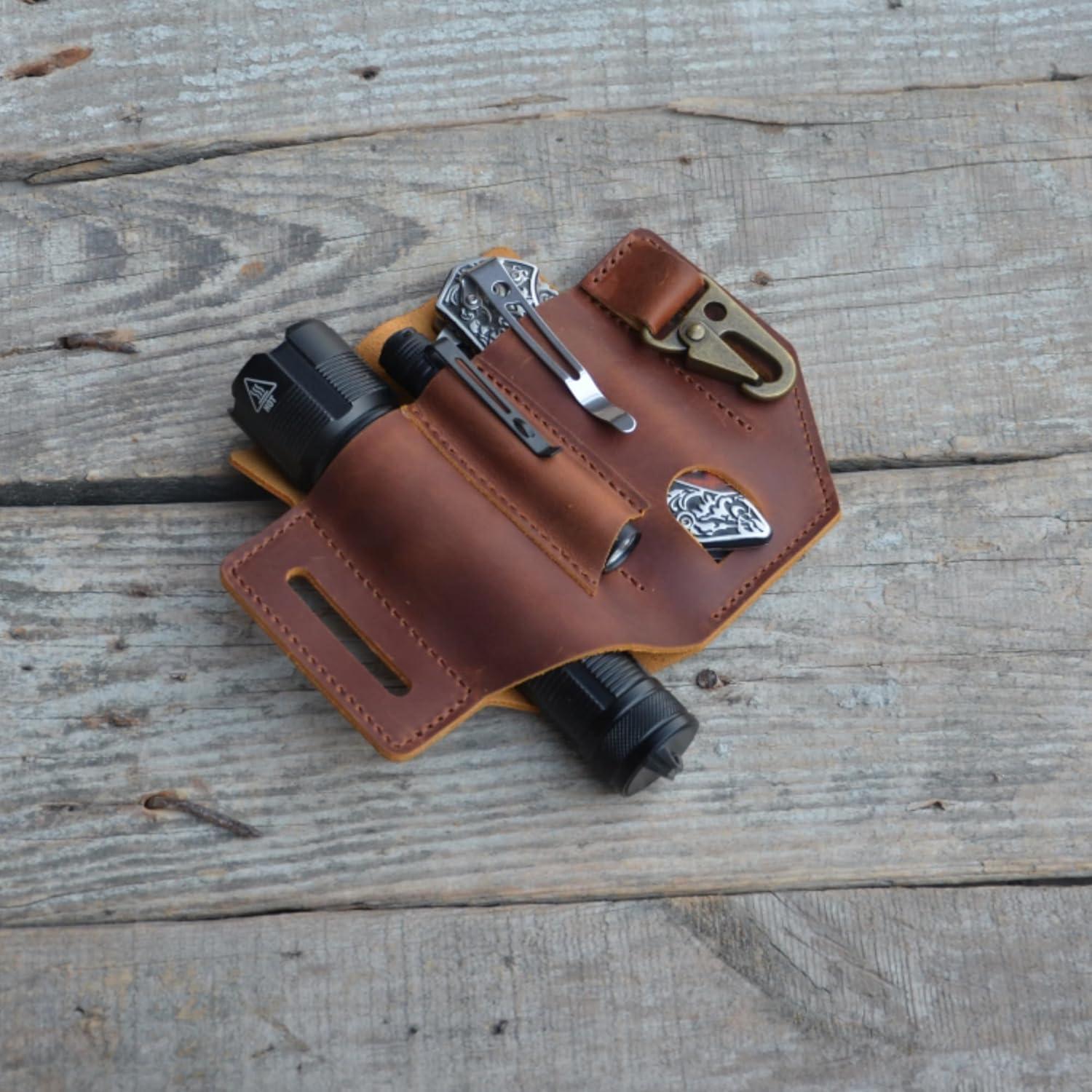 Organizador de Cinturón EDC de Cuero JJNUSA 4 Compartimentos