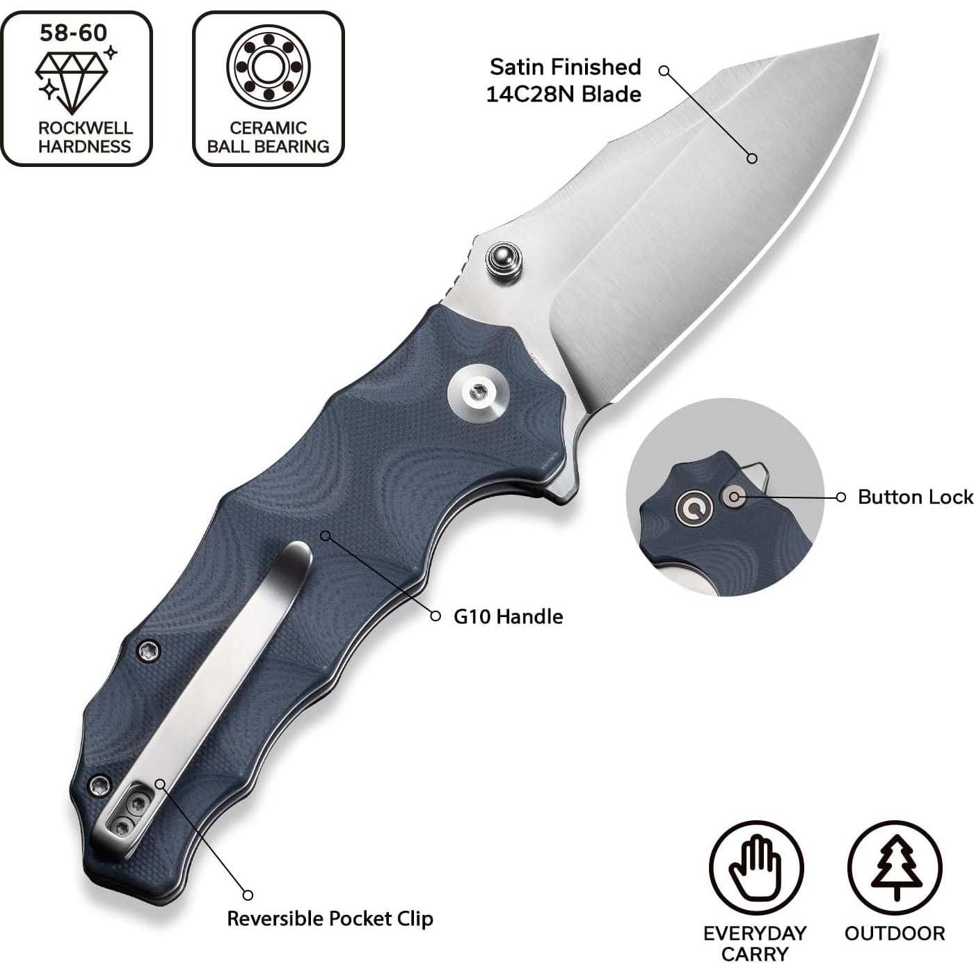 Cuchillo Plegable CIVIVI Natterjack 8.1 cm Acero 14C28N Azul