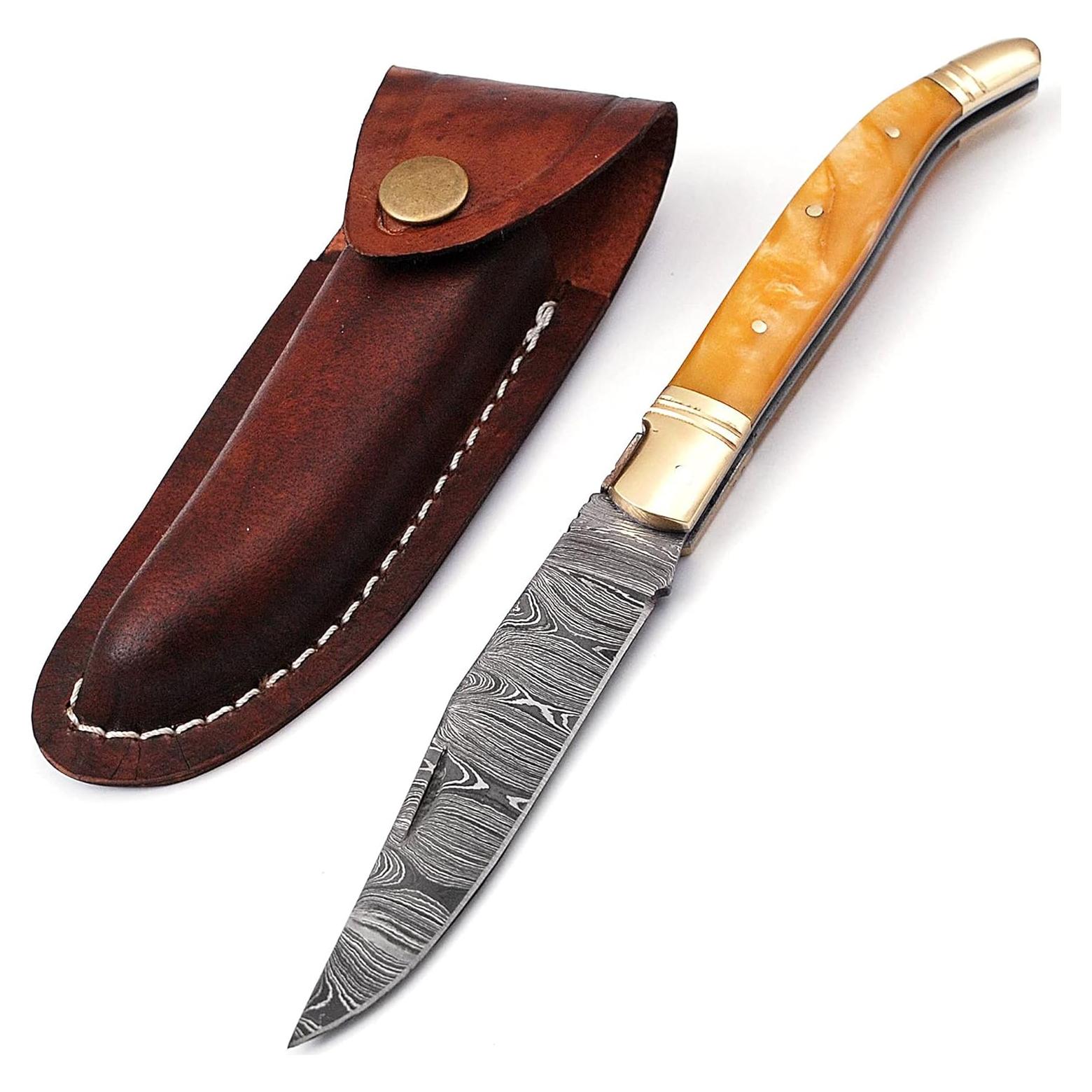 Cuchillo Plegable Laguiole Damascus Depot 21.6 cm Beige