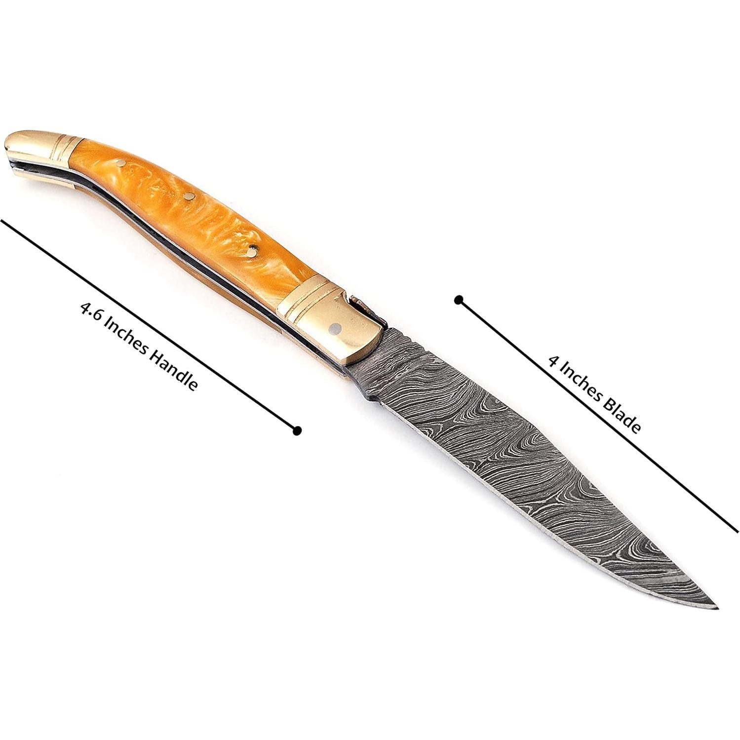 Cuchillo Plegable Laguiole Damascus Depot 21.6 cm Beige