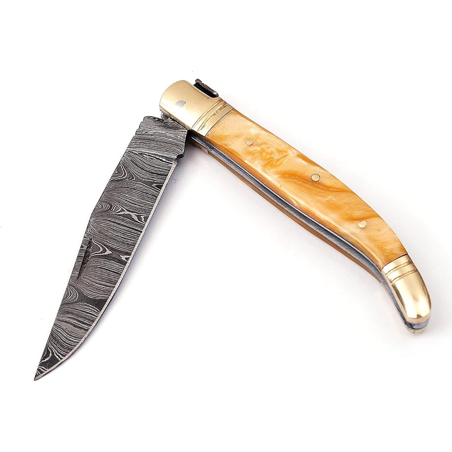 Cuchillo Plegable Laguiole Damascus Depot 21.6 cm Beige