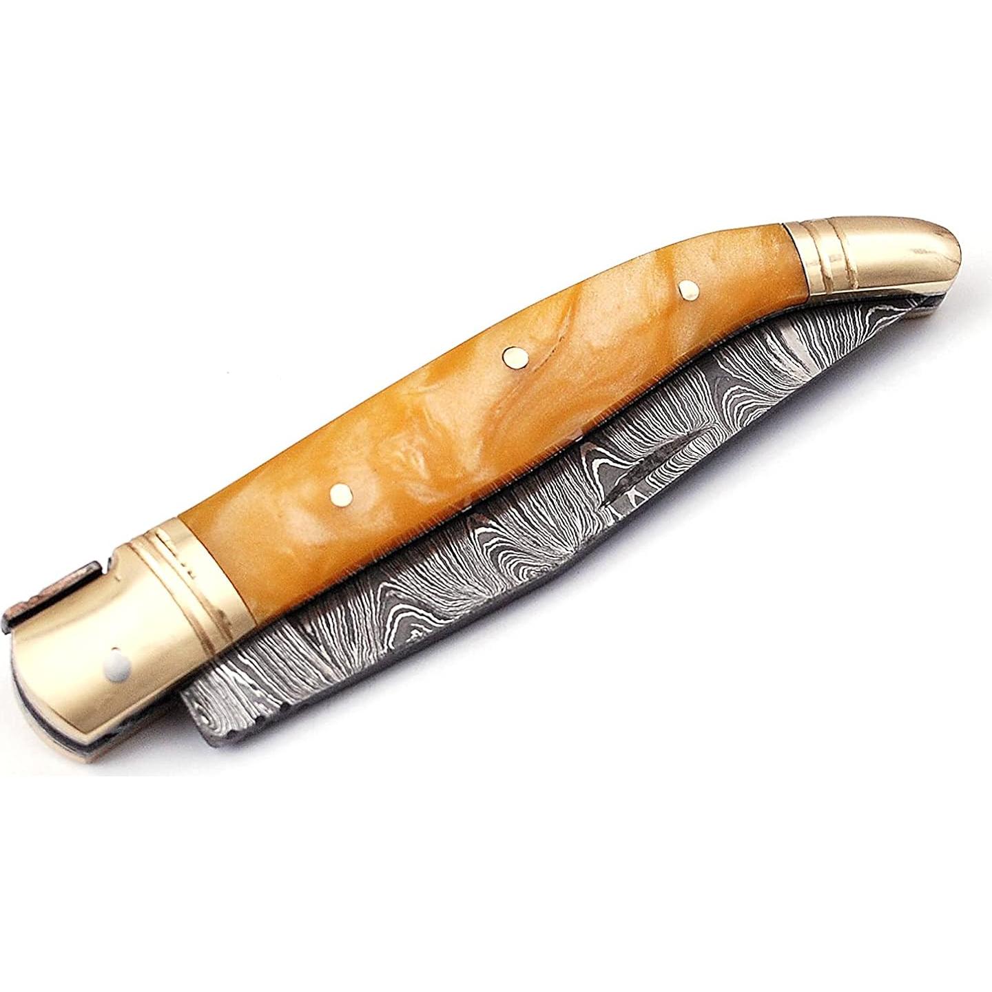 Cuchillo Plegable Laguiole Damascus Depot 21.6 cm Beige