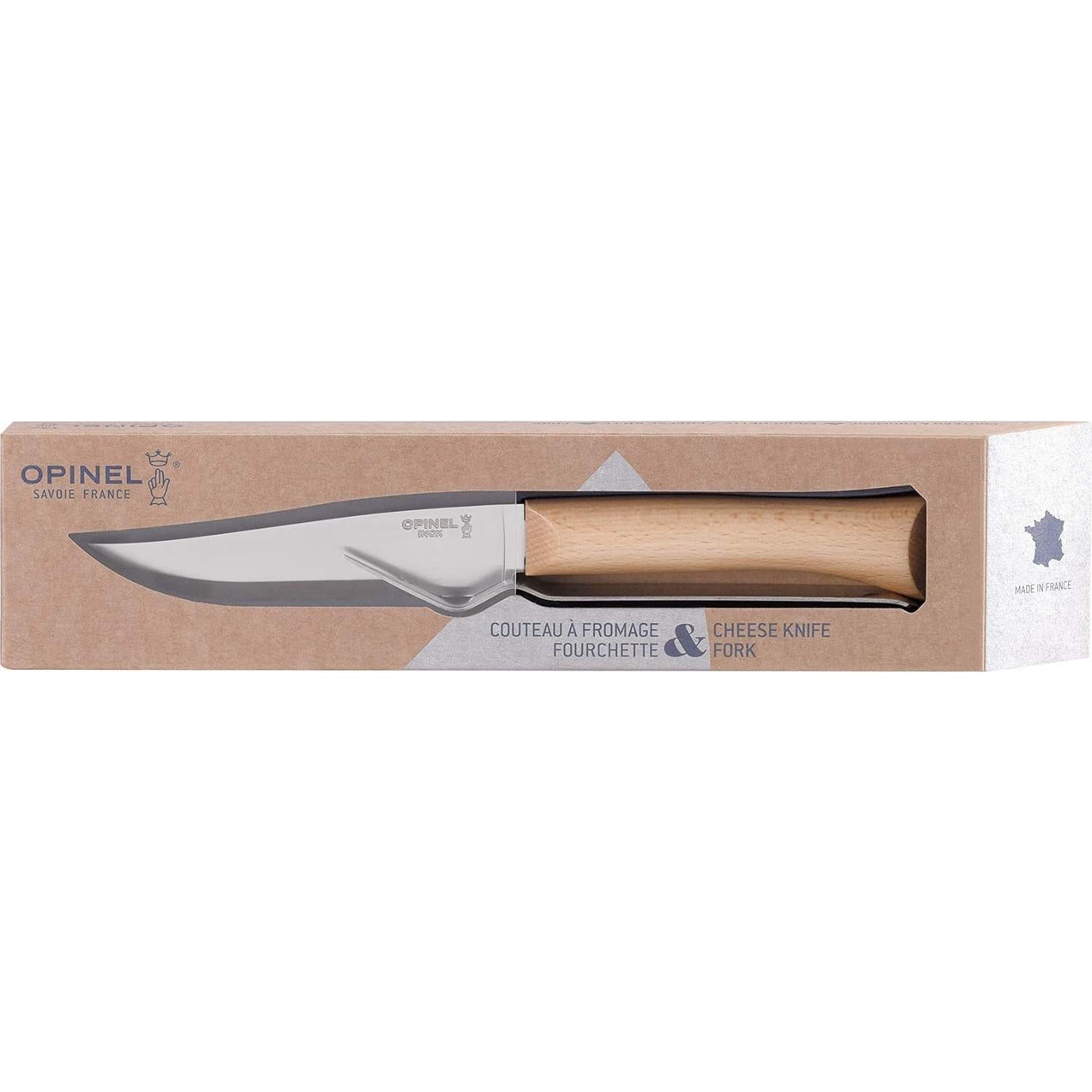 Juego de cuchillo y tenedor para queso Opinel - Madera de haya