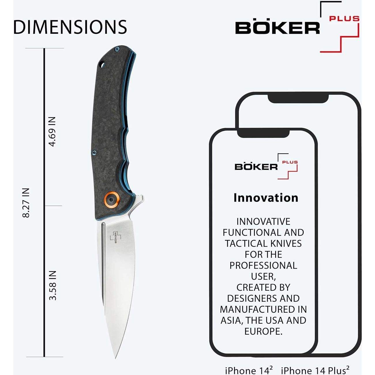 Cuchillo Plegable EDC Boker Plus Nubilum D2 21 cm Fibra Carbono