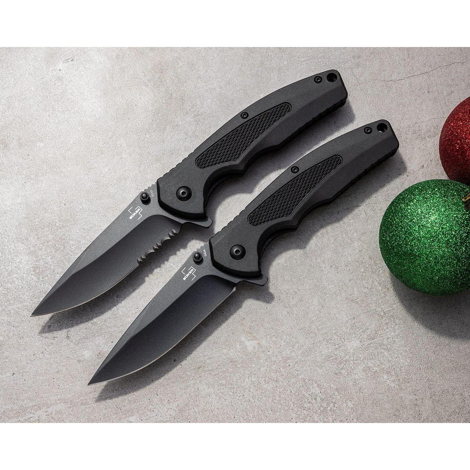 Cuchillo Boker Plus Gemini NGA Serrado 8.89 cm D2 Negro