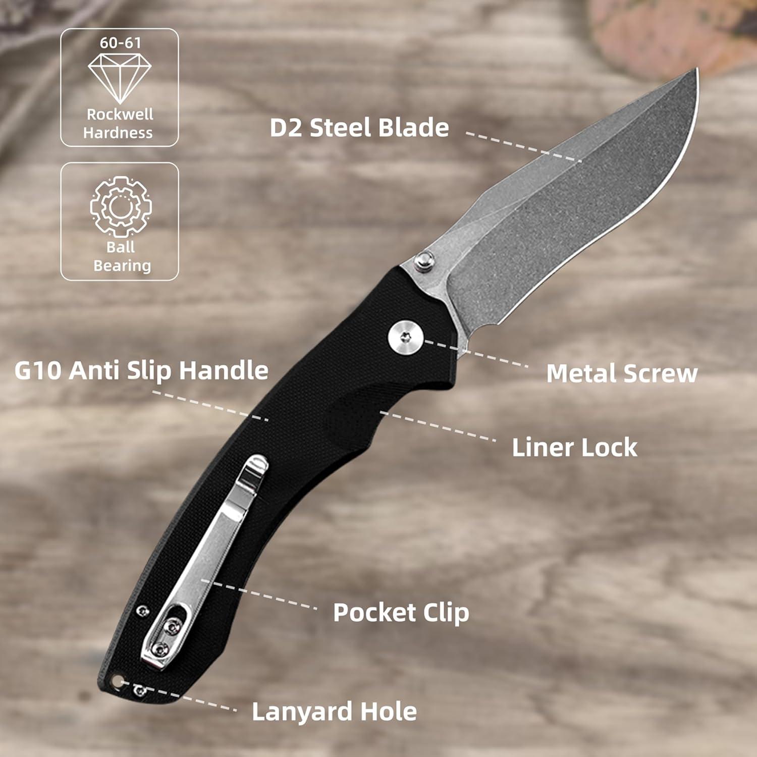 Cuchillo de bolsillo X NHCJEKK J331-BLACK 9.3 cm acero D2