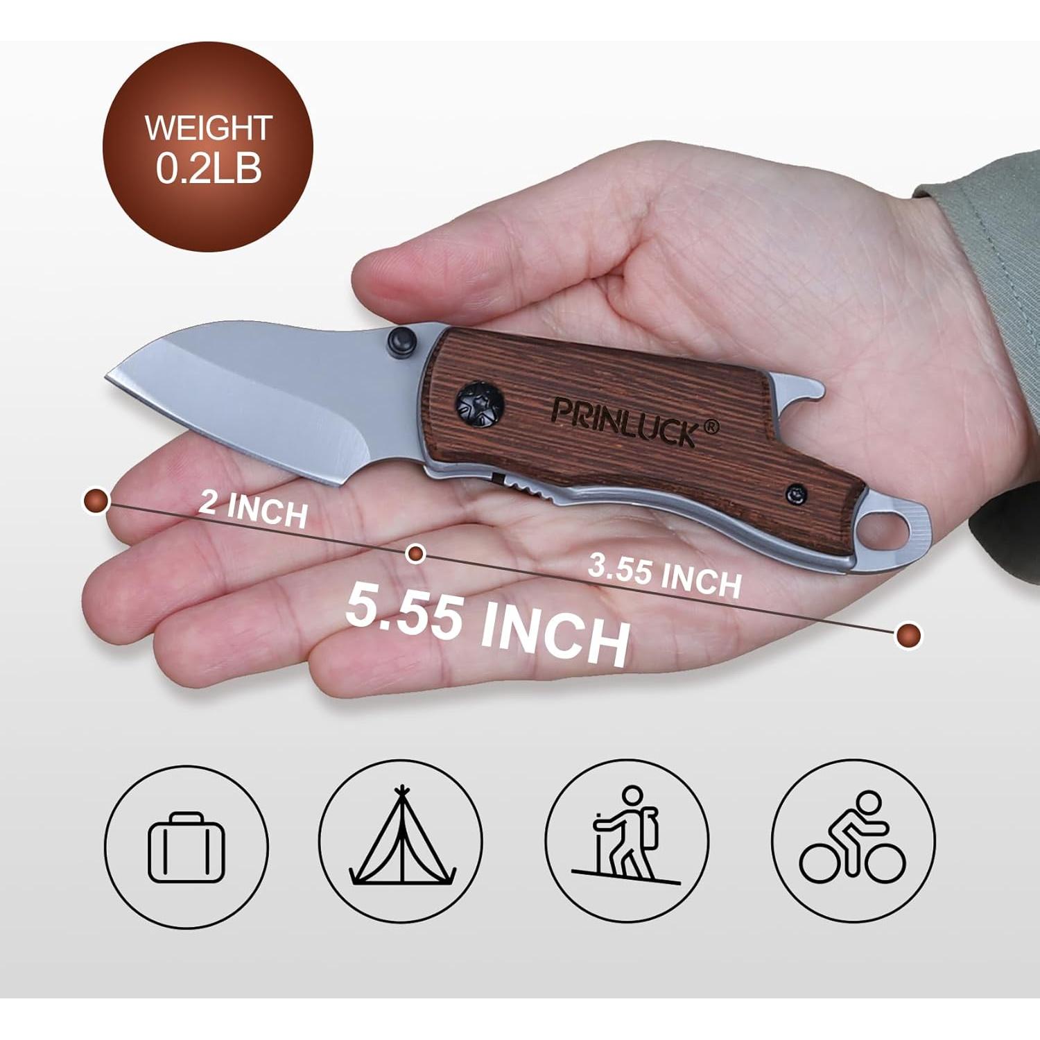Cuchillo Plegable de Madera PRINLUCK 14.1 cm EDC para Hombres
