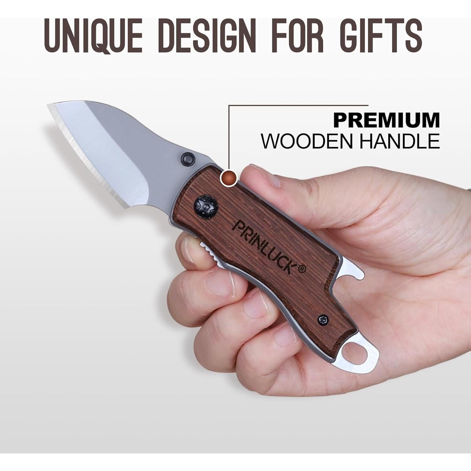 Cuchillo Plegable de Madera PRINLUCK 14.1 cm EDC para Hombres