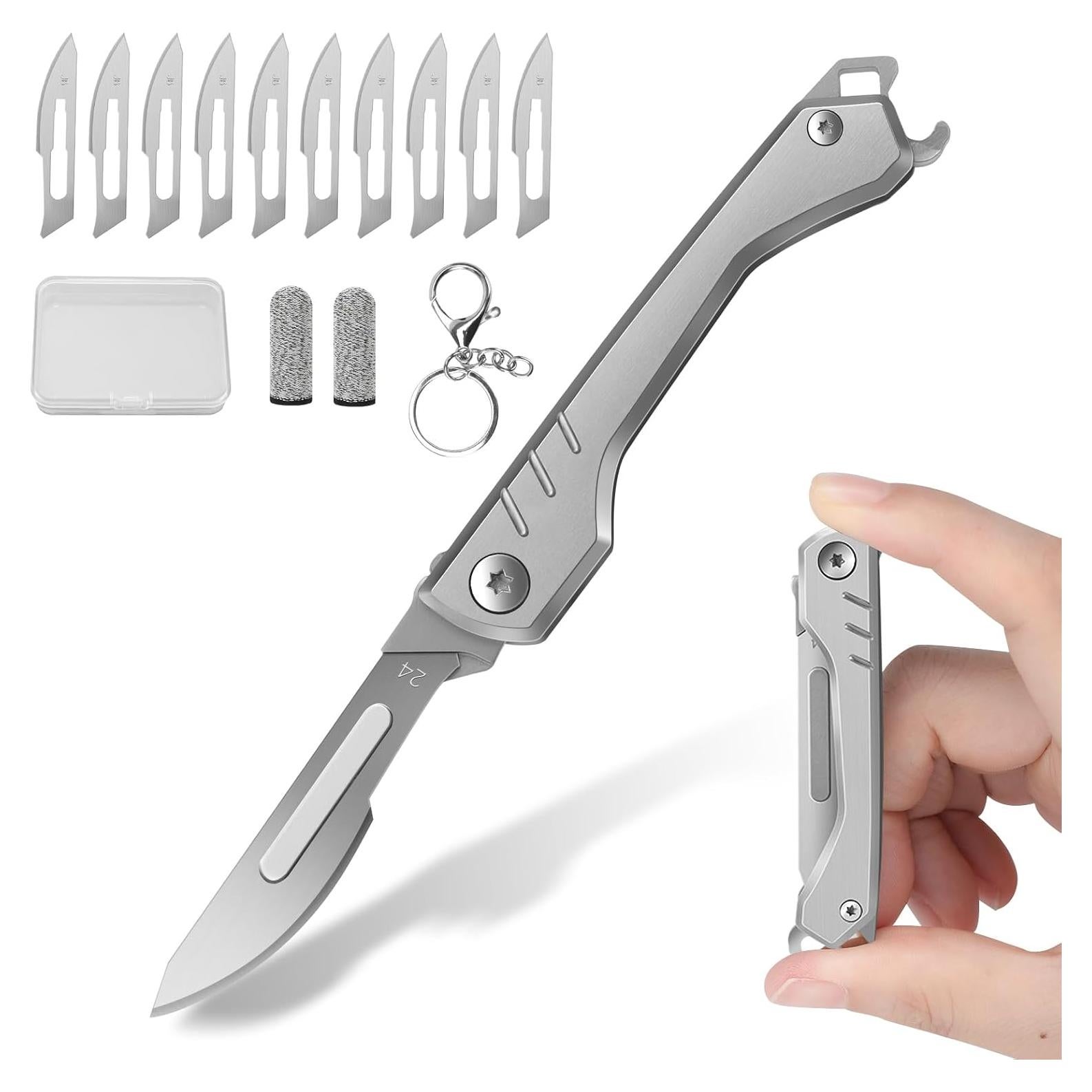Cuchillo Escalpelo Plegable CRUIFU con 10 Cuchillas Reemplazables