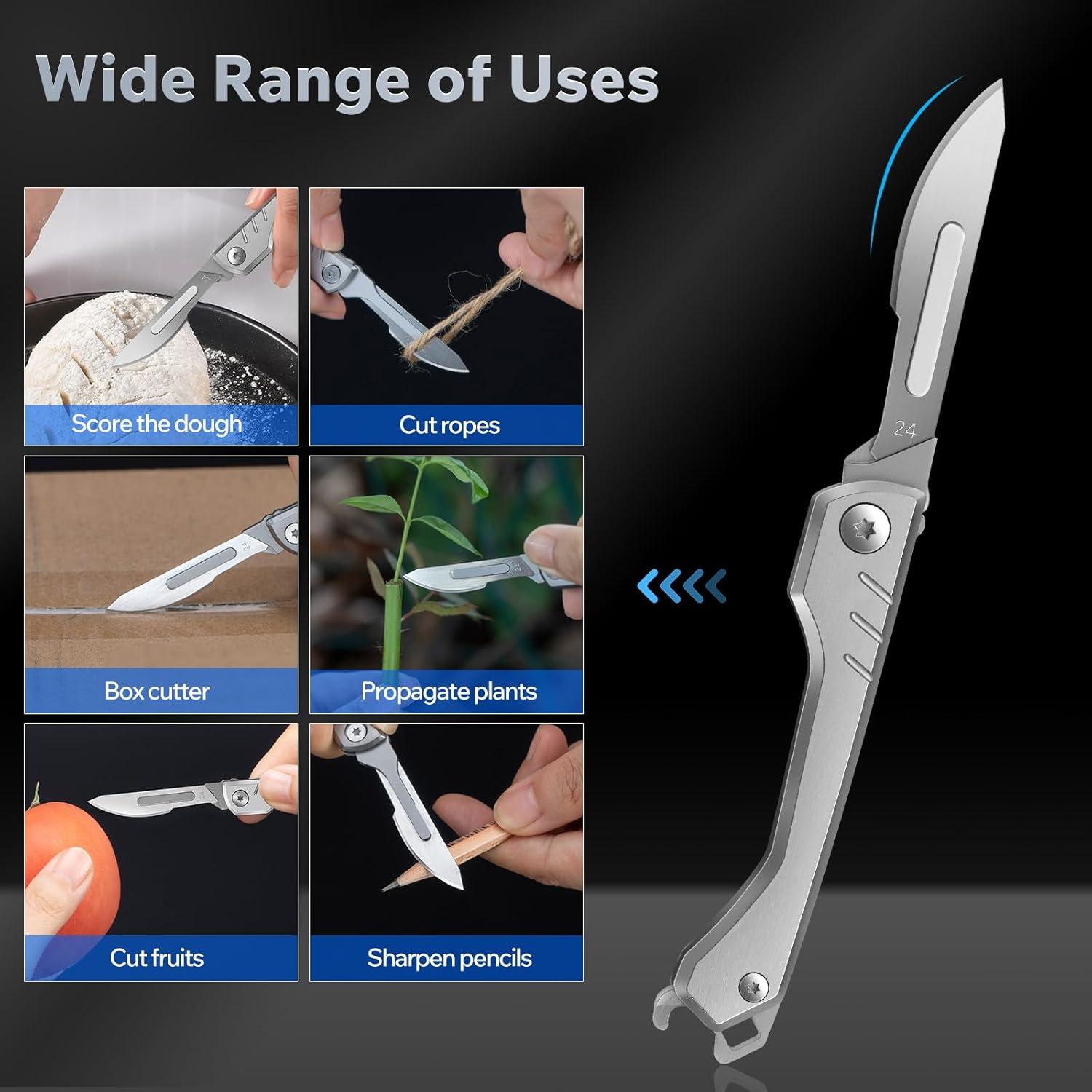 Cuchillo Escalpelo Plegable CRUIFU con 10 Cuchillas Reemplazables