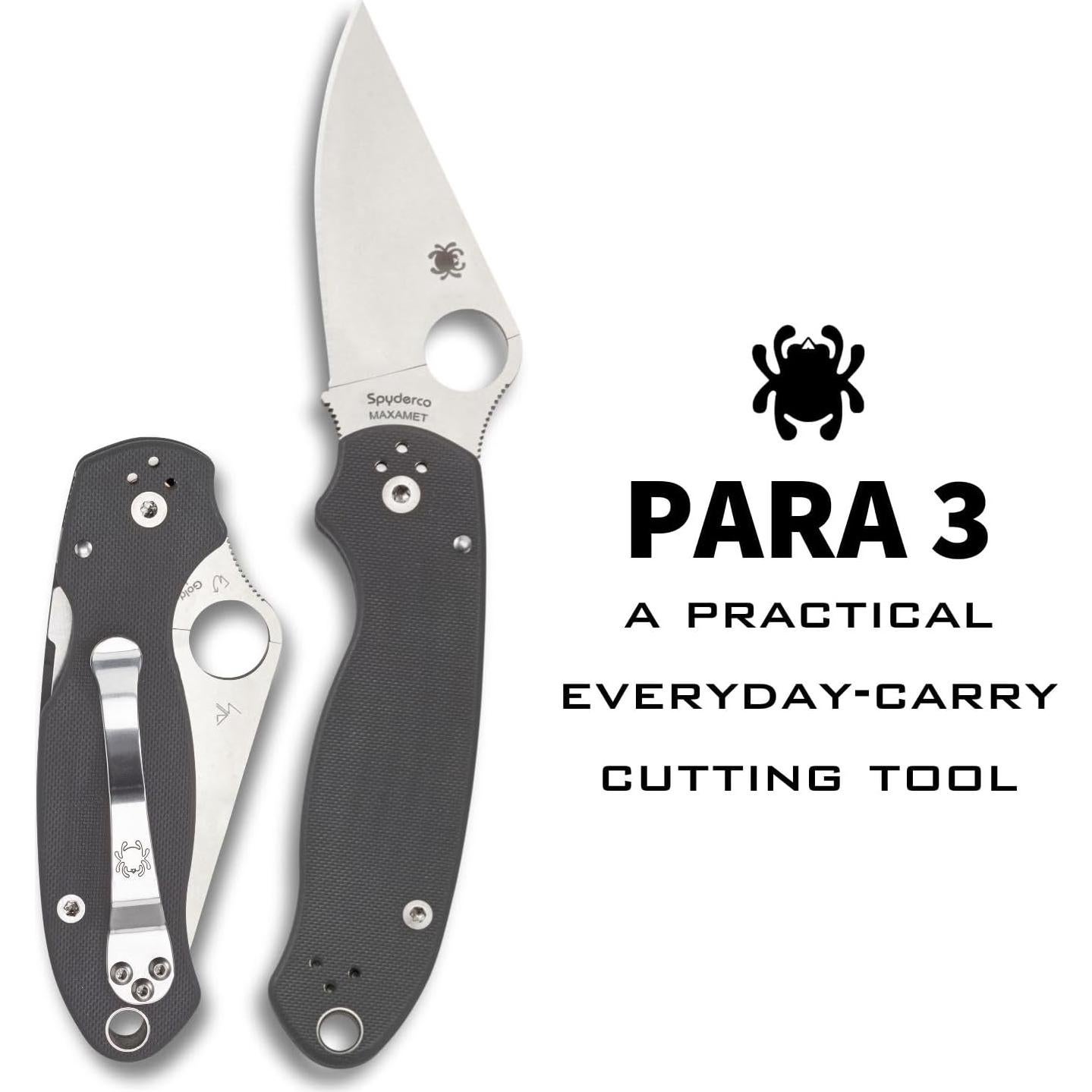 Cuchillo de bolsillo Spyderco Para 3 Maxamet 7.62 cm G-10 gris