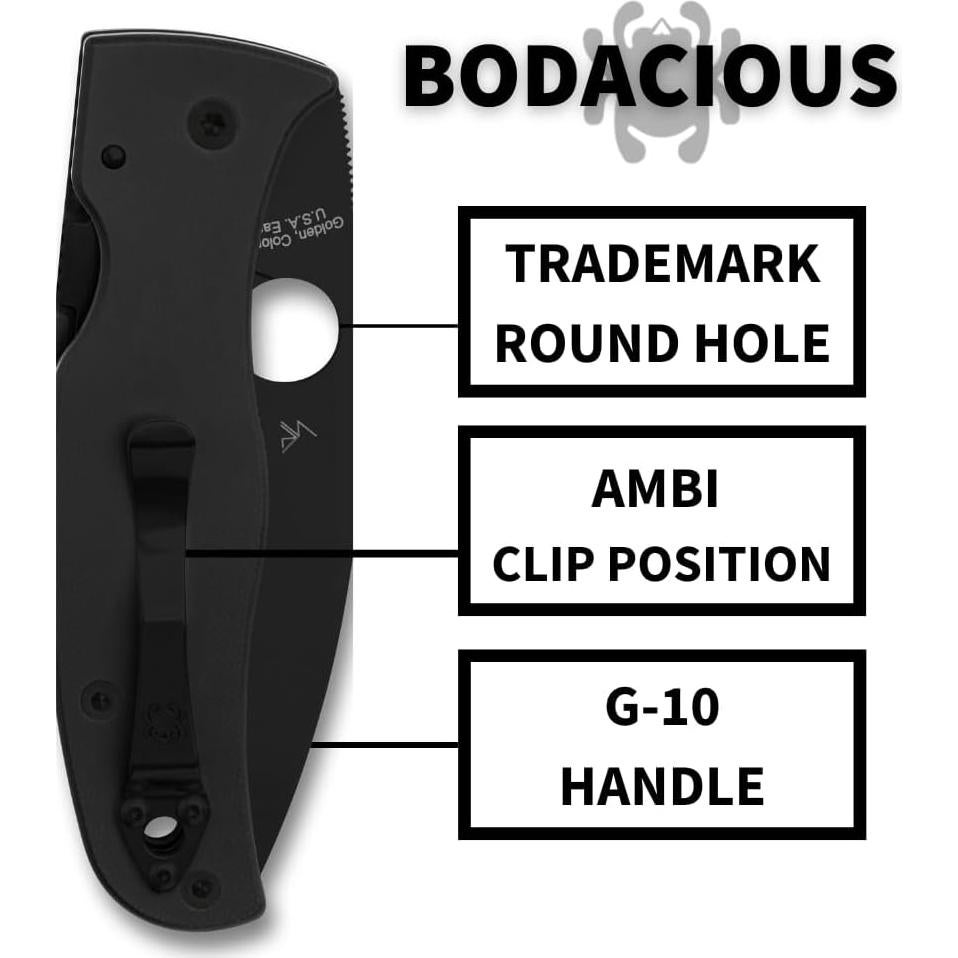 Cuchillo Plegable Spyderco C263GPBK - Mango G-10 Negro, Acero S30V