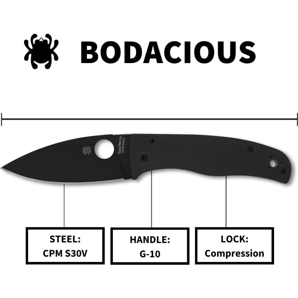 Cuchillo Plegable Spyderco C263GPBK - Mango G-10 Negro, Acero S30V
