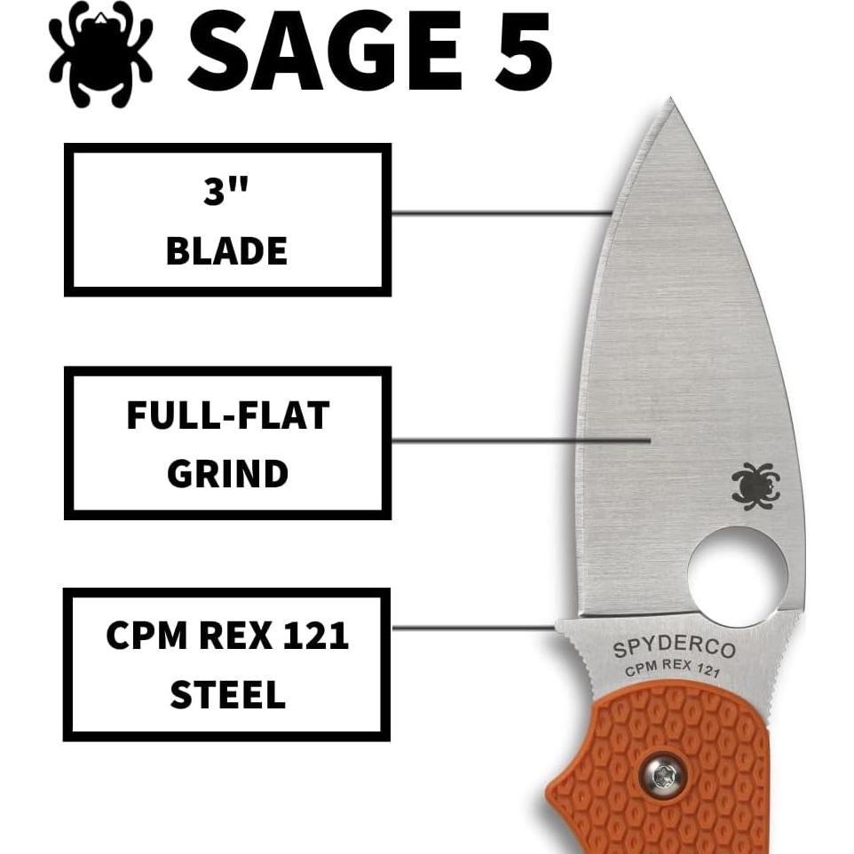 Cuchillo Plegable Spyderco Sage 5 - Acero CPM REX 121 7.62 cm