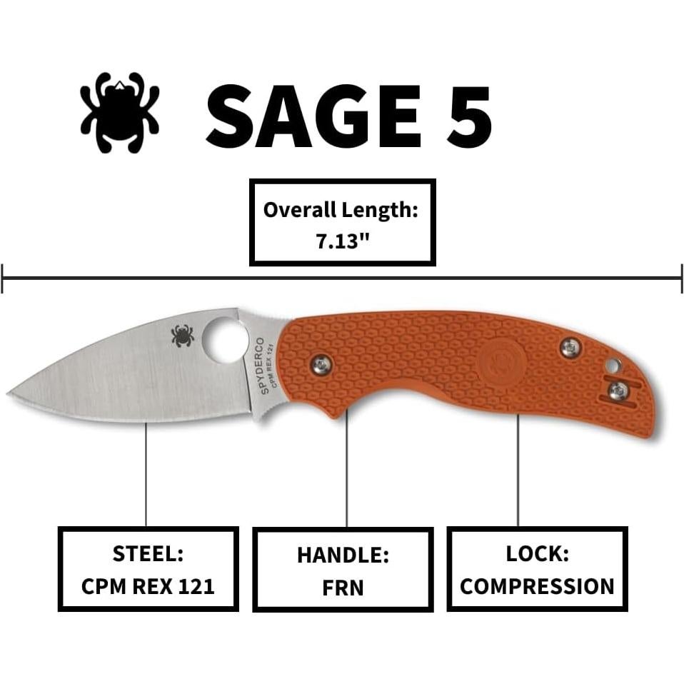 Cuchillo Plegable Spyderco Sage 5 - Acero CPM REX 121 7.62 cm