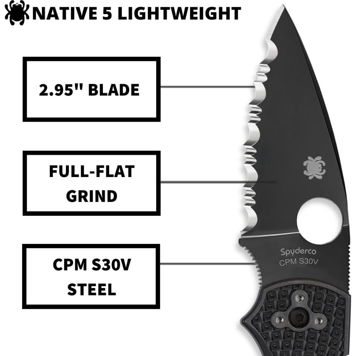Cuchillo Plegable Spyderco Native 5 Ligero 7.49 cm Negro