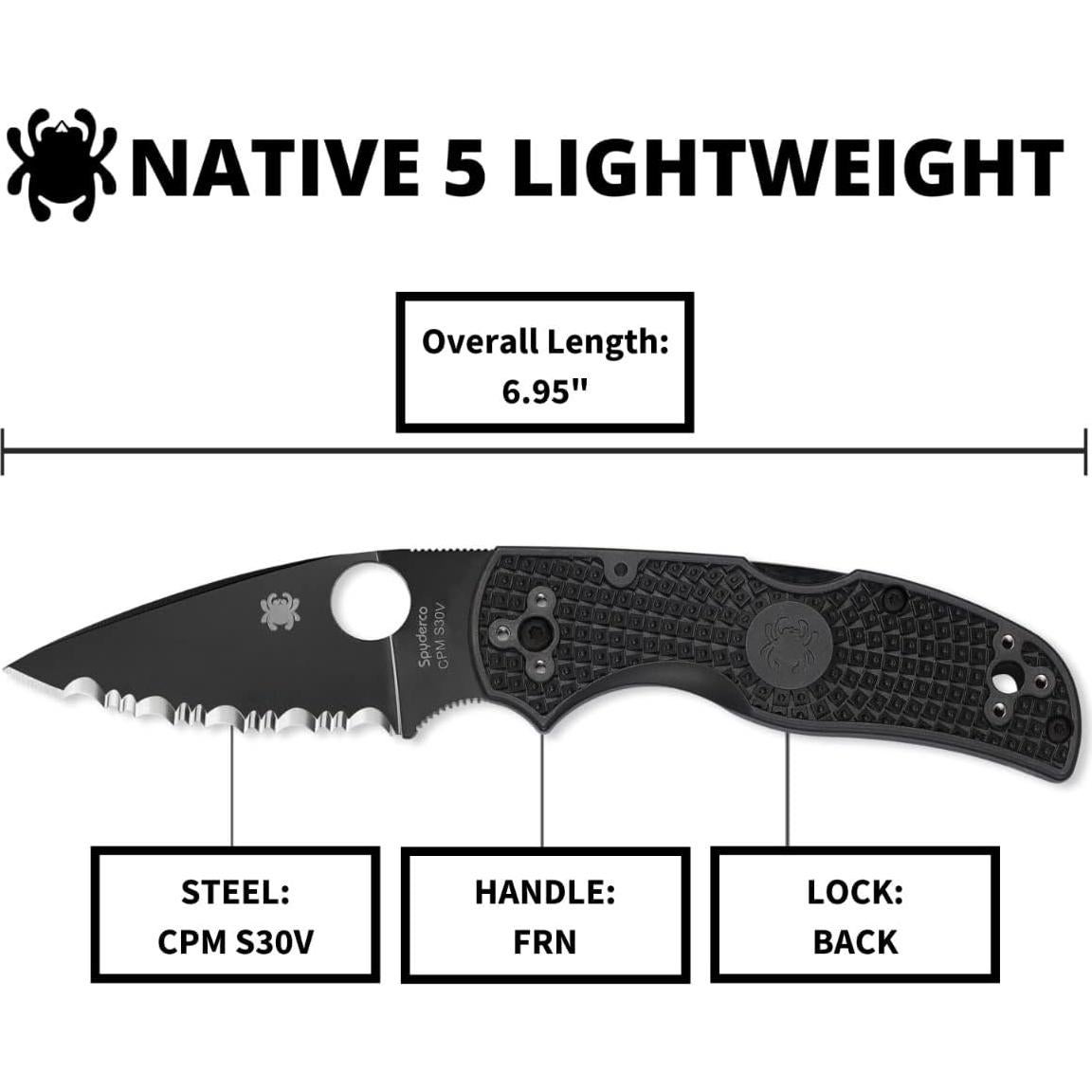 Cuchillo Plegable Spyderco Native 5 Ligero 7.49 cm Negro