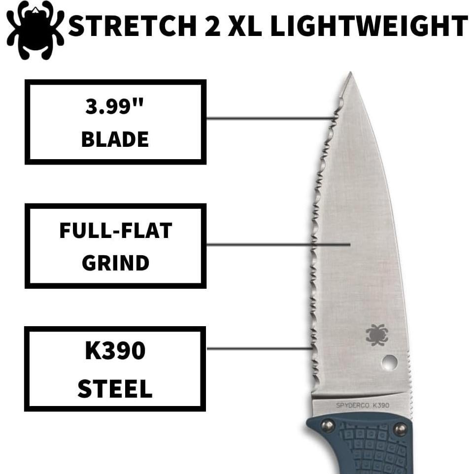 Cuchillo Plegable Spyderco Stretch 2 XL Acero K390 Azul 22.61 cm