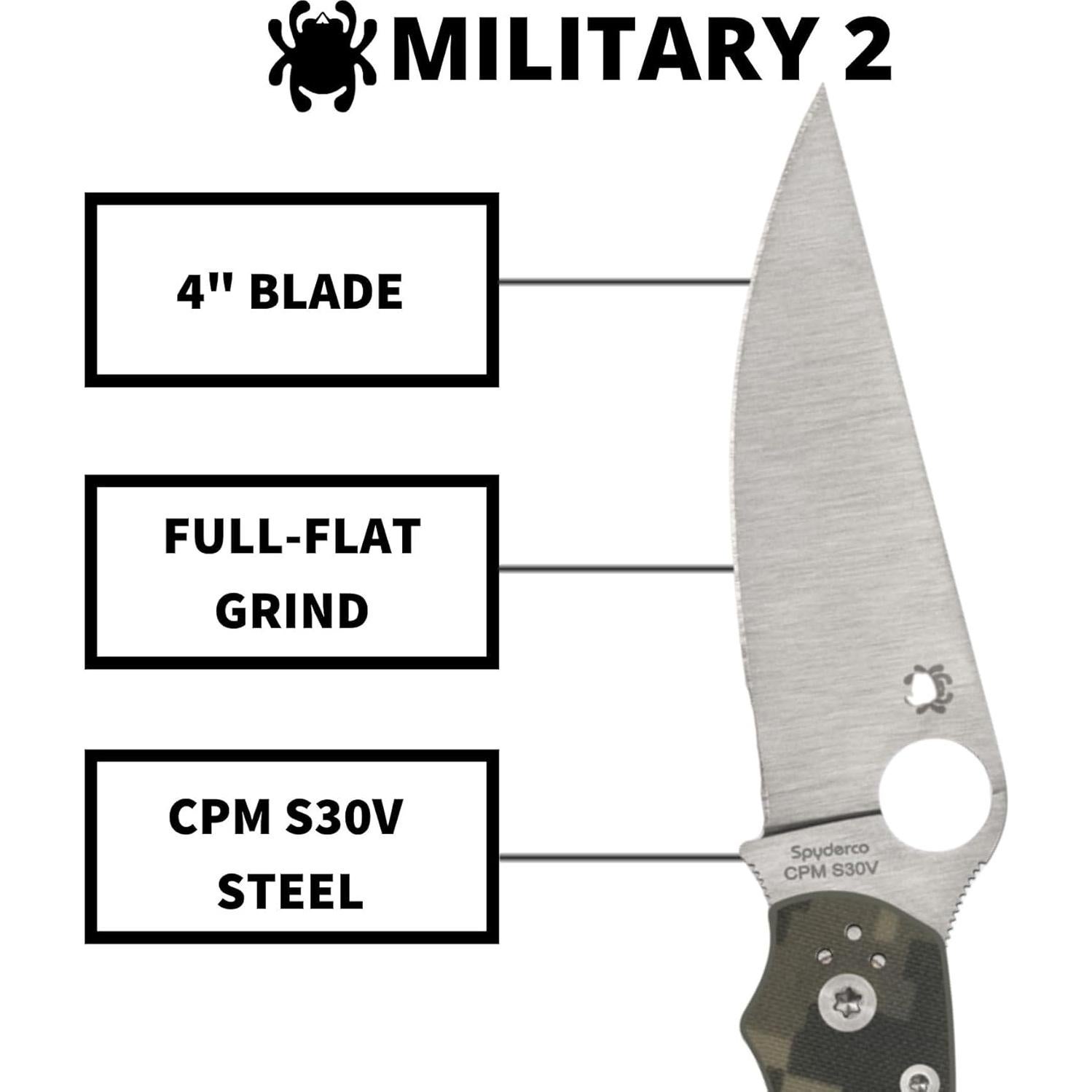 Cuchillo Plegable Spyderco Military 2 - Hoja Acero S30V 10.16 cm