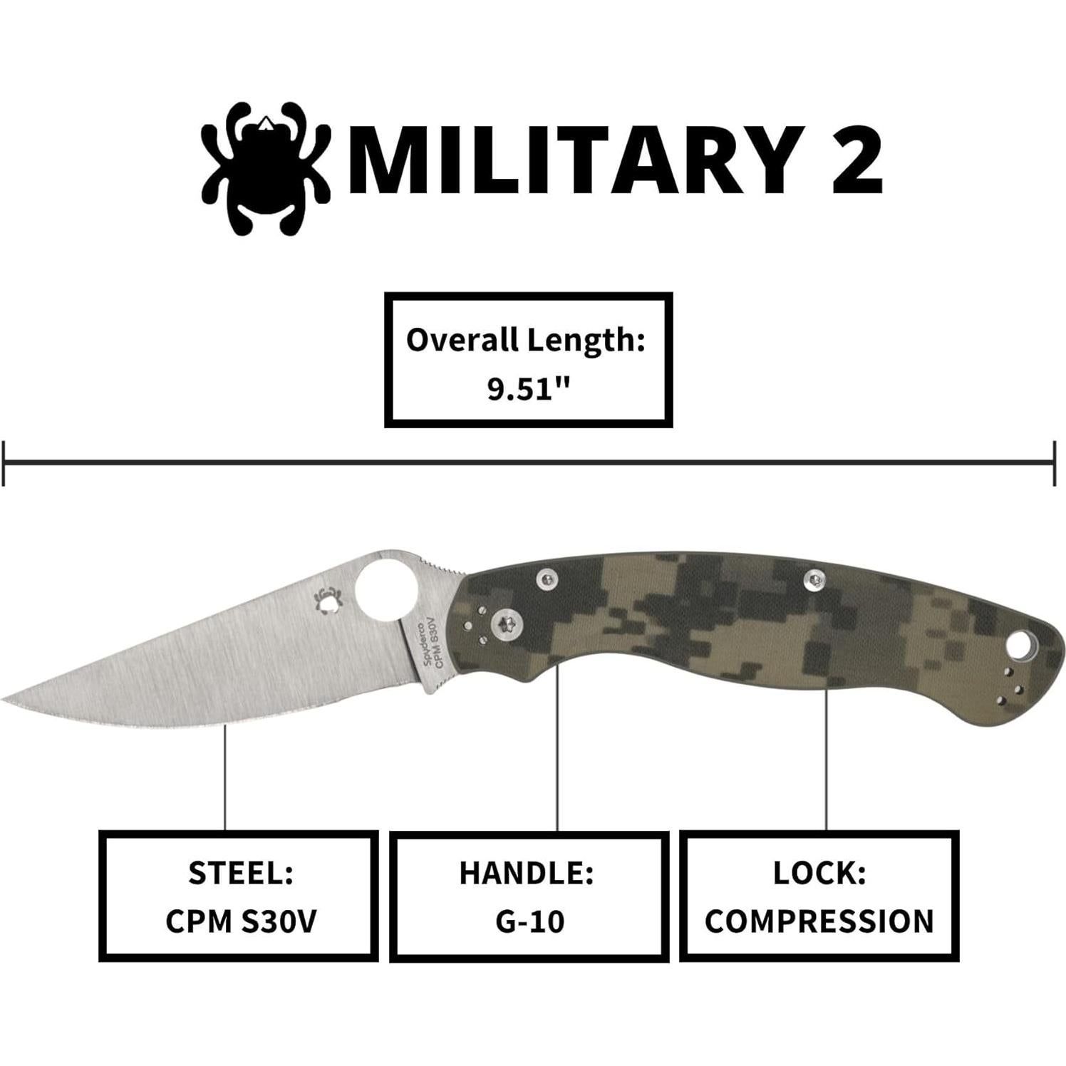 Cuchillo Plegable Spyderco Military 2 - Hoja Acero S30V 10.16 cm