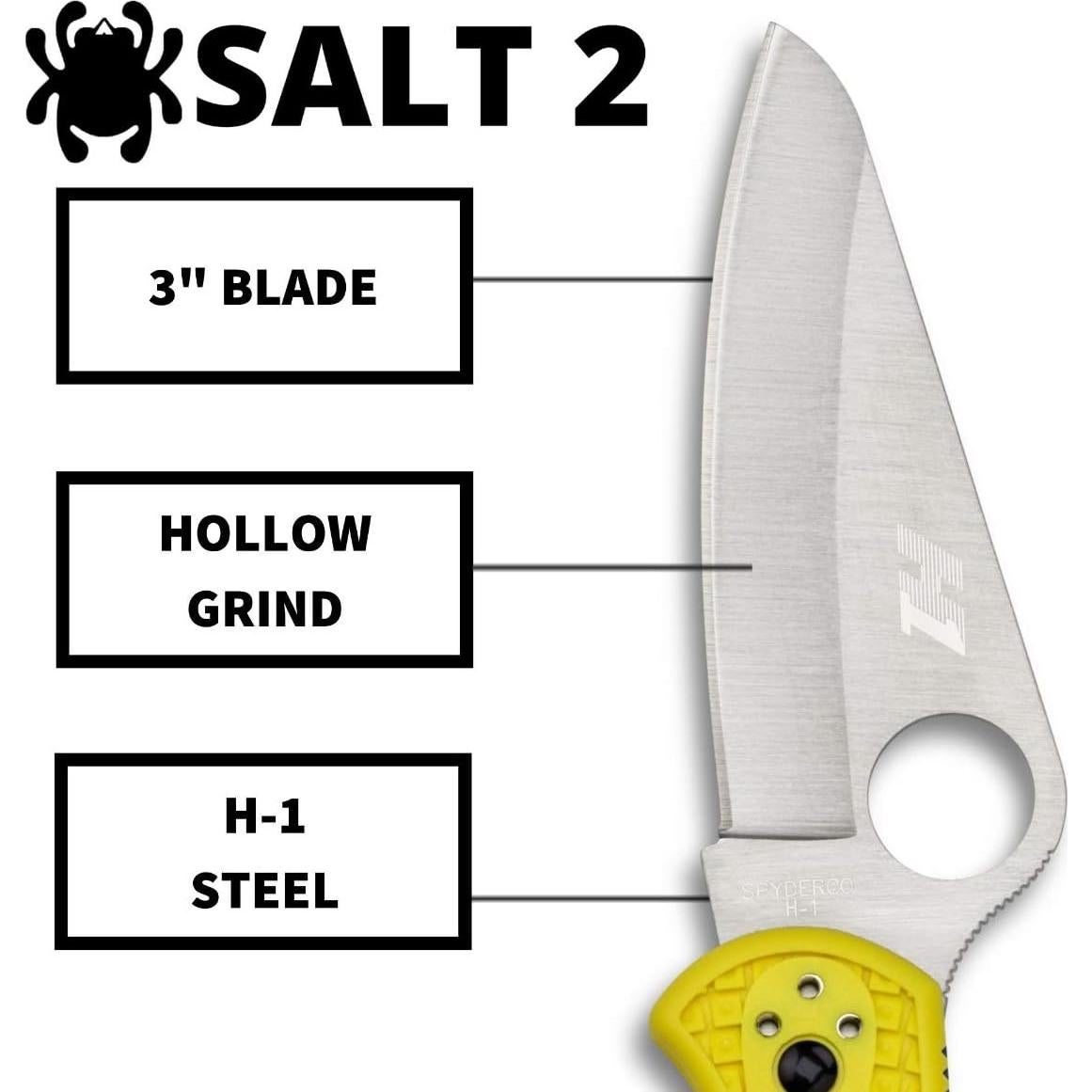 Cuchillo Plegable Spyderco Salt 2 Amarillo 7.62 cm Acero H-1